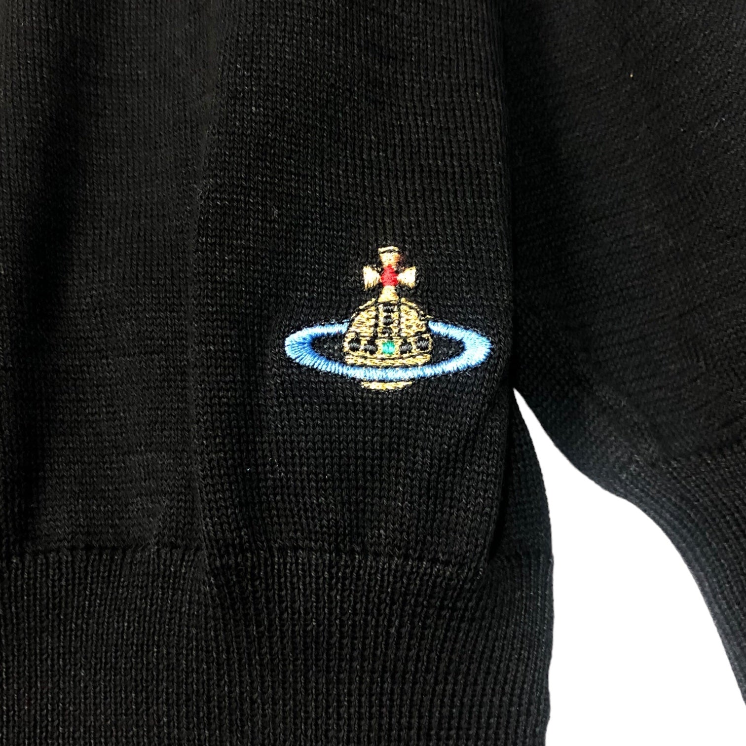 Vivienne Westwood RED LABEL(ヴィヴィアンウエストウッドレッドレーベル) 04SS Orb logo embroidery open neck knit オーブ ロゴ 刺繍 オープンネック ニット 6114M 356-014-18004 S ブラック 00's