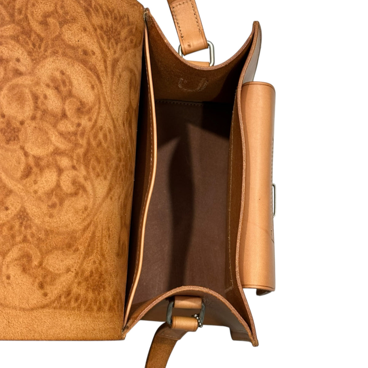 Katsuyuki Yoshida for COMME des GARCONS(カツユキヨシダフォーコムデギャルソン) 1990's~2000's Aoyama Original Floral Carved Leather Shoulder Bag 青山オリジナル フローラル レザーカービング ショルダー バッグ ブラウン 90年代～