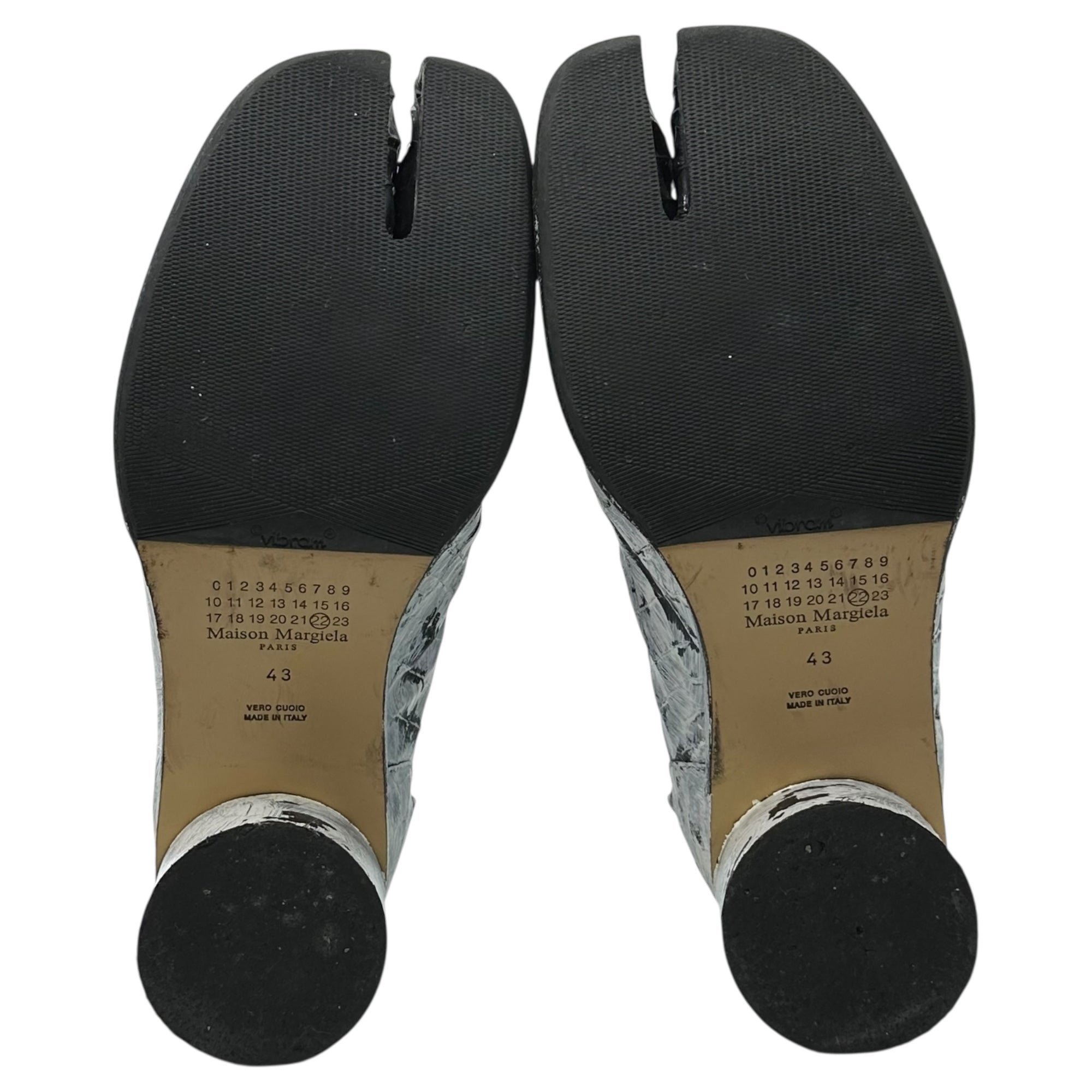 MAISON MARGIELA(メゾンマルジェラ) 21AW TABI BOOTS - Crocodile Embossed Leather Bianquet 足袋 ブーツ クロコ 型押し レザー ペンキ S57WU0132 43(27.5cm程度) ホワイト×ブラック