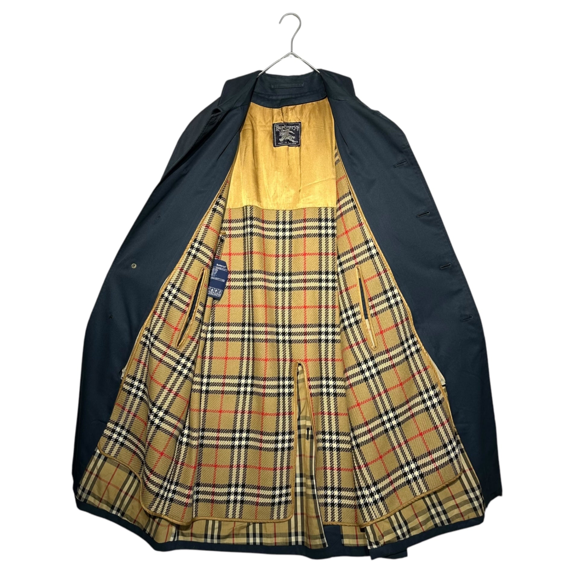 Burberrys(バーバリーズ) 80's~90's Nova Check Lining Stencil Collar Coat ノヴァチェック ライニング ステンカラー コート 表記無(XL程度) ネイビー 80年代～90年代