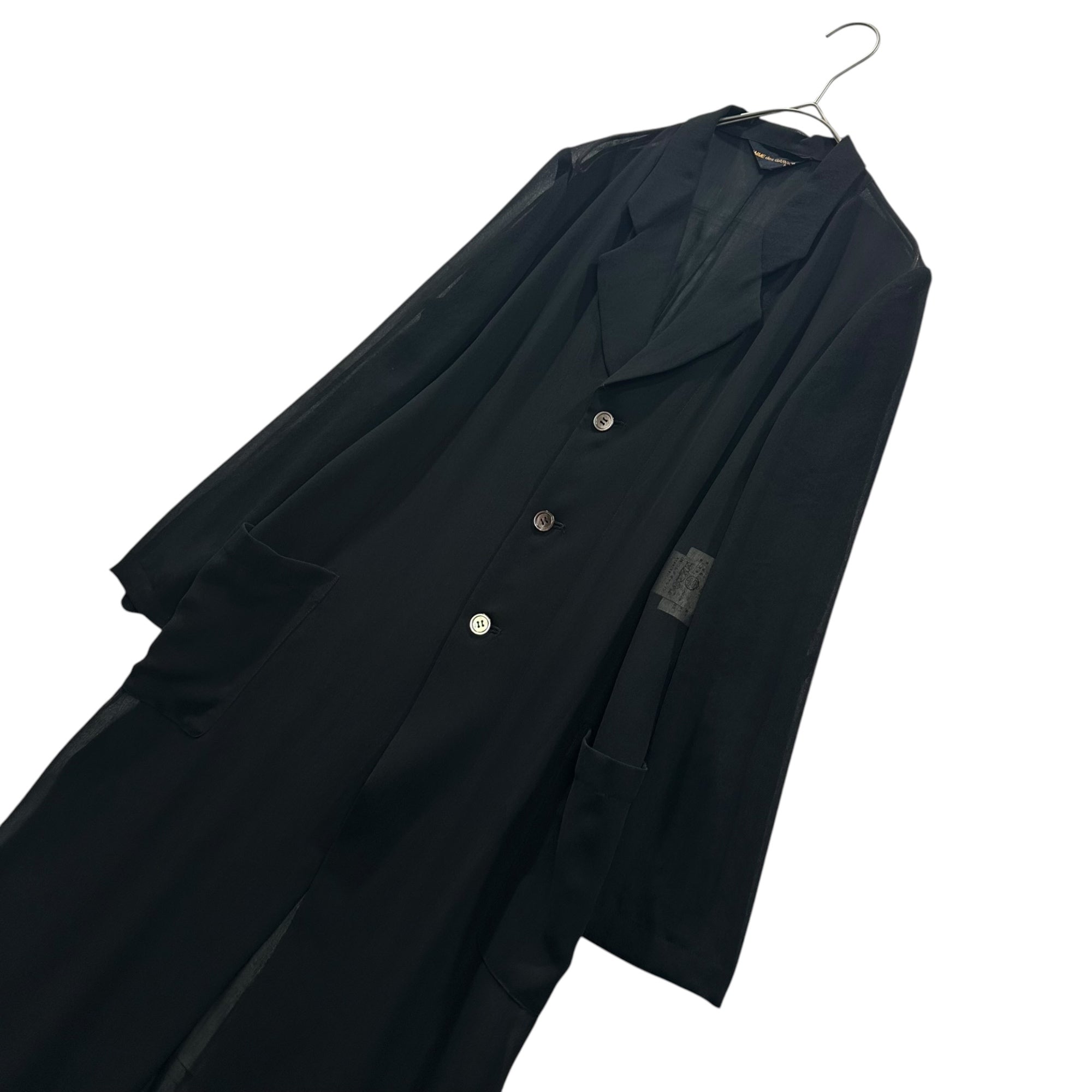 COMME des GARCONS(コムデギャルソン) 1999SS Poly Sheer 3-Button Long Coat ポリ シアー 3ボタン ロング コート GJ-040620 FREE ブラック AD1998 90s アーカイブ