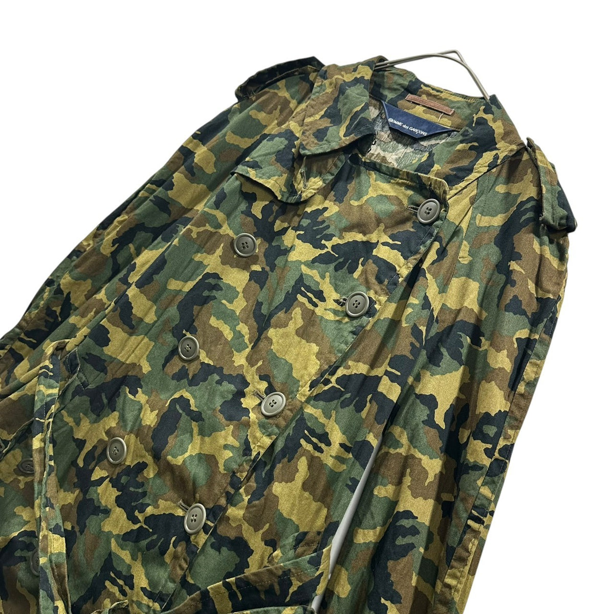 COMME des GARCONS(コムデギャルソン) 1998SS Aoyama-Limited Camouflage Trench Half-Coat 青山 限定 カモフラ トレンチ ハーフ コート KX-814190 FREE カーキ AD1997 90s アーカイブ