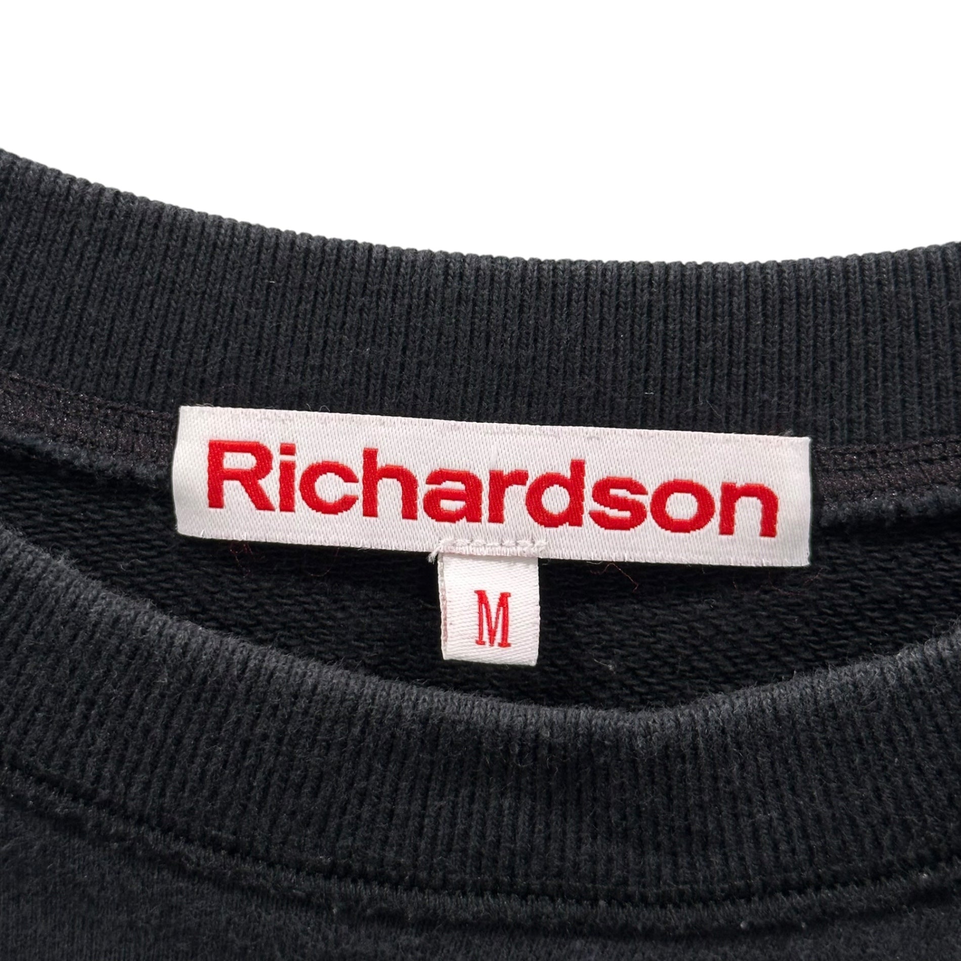 Richardson(リチャードソン) Logo-Stitched Crew-Neck Sweatshirt ロゴ ステッチ クルーネック スウェット M ブラック 海外通販サイト購入品