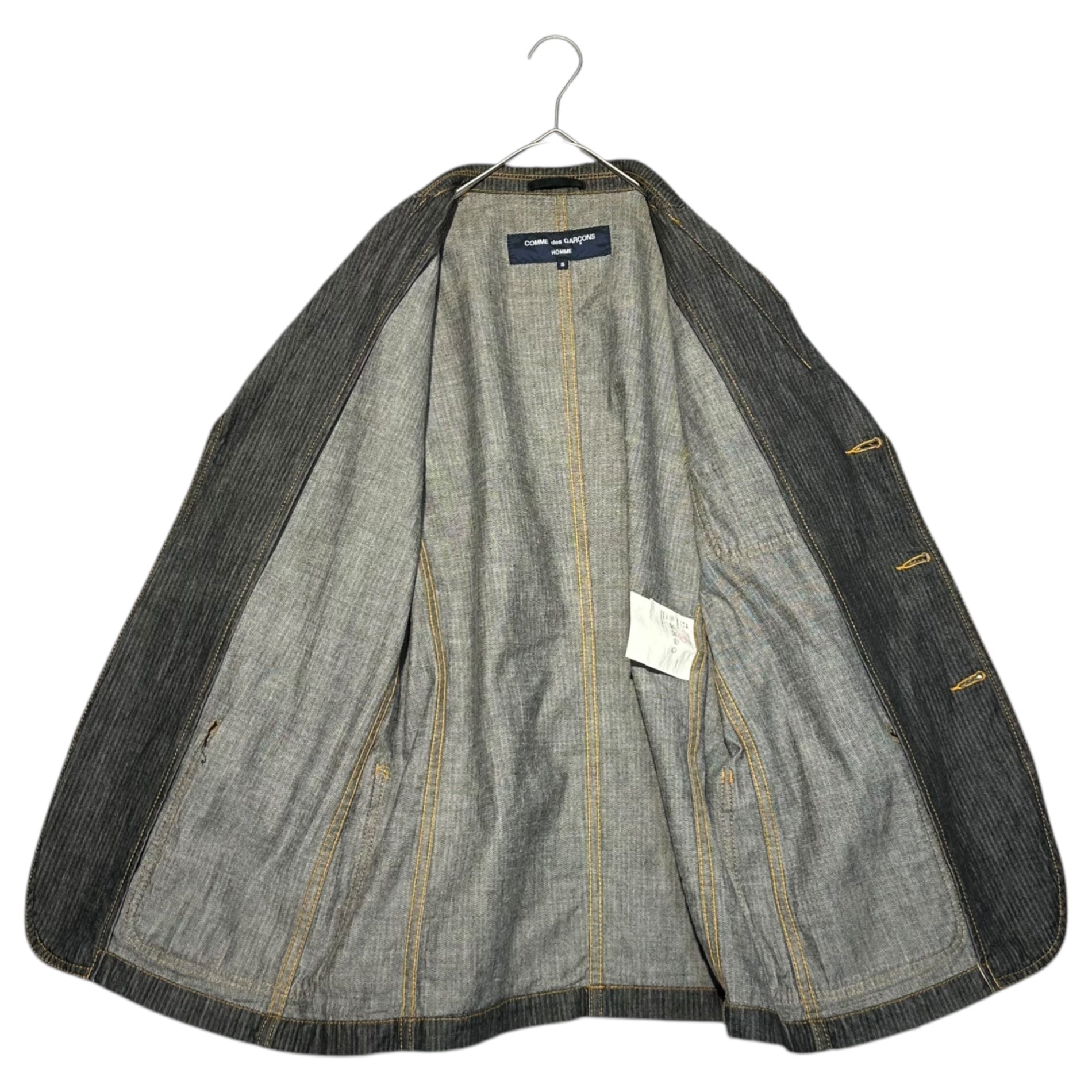 COMME des GARCONS HOMME(コムデギャルソンオム) 04SS Herringbone cotton twill 3B jacket ヘリンボーン コットン ツイル 3B ジャケット HM-J035 S インディゴ デニム ヒッコリー テーラード