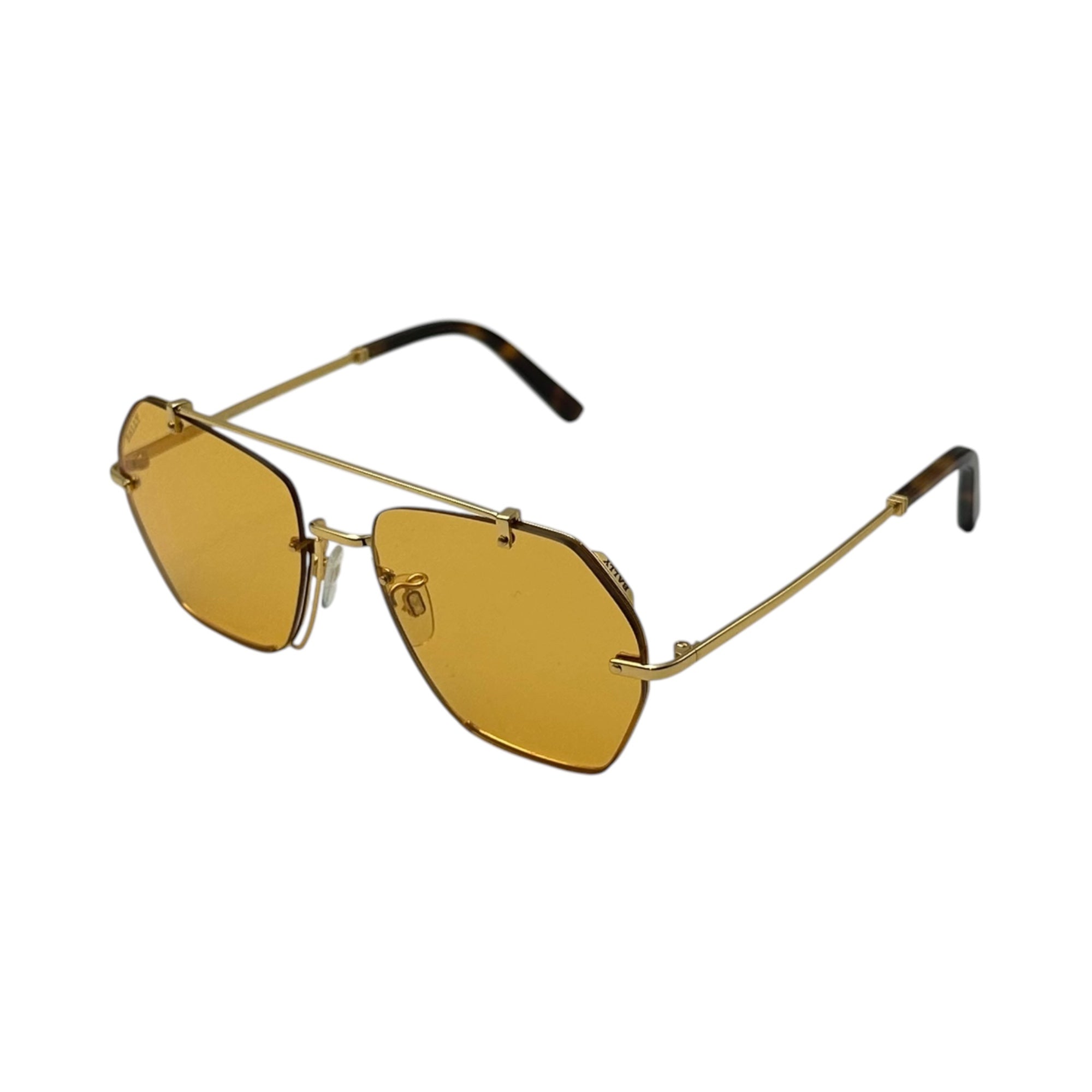 BALLY(バリー) Gold Hexagonal Full rim Sunglasses ヘキサゴナル フルリム サングラス ダブルブリッジ BY0011-H 57□19-145 ゴールド×ブラウン 眼鏡 メガネ