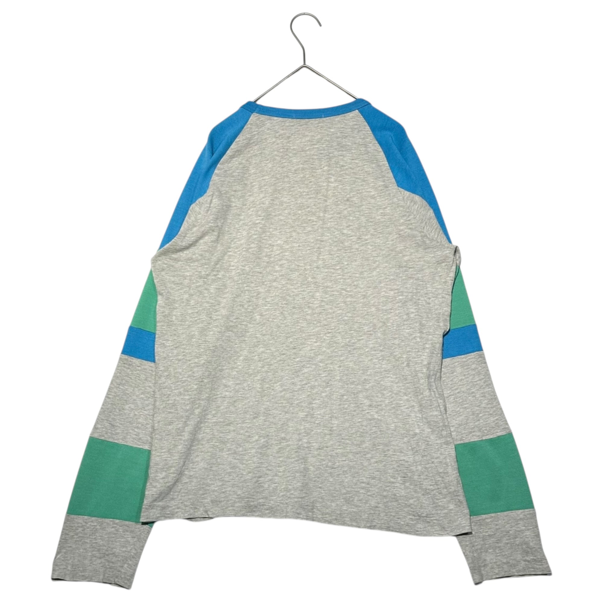 COMME des GARCONS HOMME PLUS(コムデギャルソンオムプリュス) Mesh-Switched Crew Neck Long-Sleeved Cut & Sewn メッシュ切替 クルーネック 長袖 カットソー PE-T030 FREE グレー×ブルー
