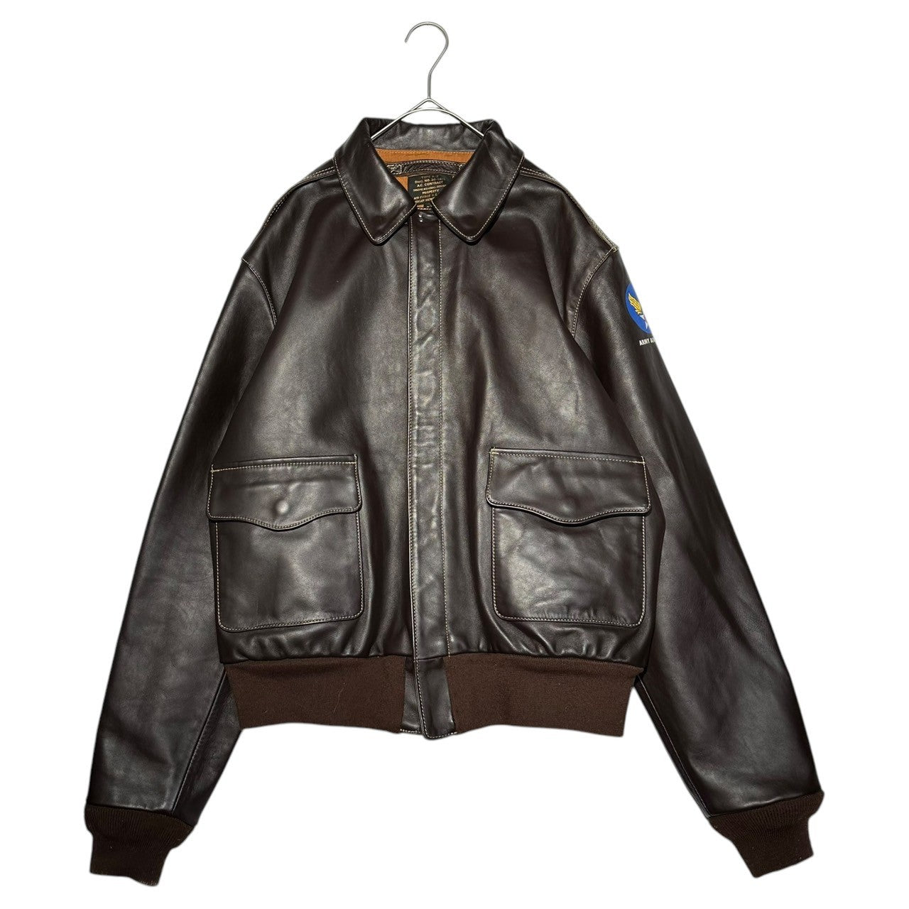 MORGAN MEMPHIS BELLE(モーガンメンフィスベル) A-2 HORSE HIDE FLIGHT JACKET ホース ハイド フライト ジャケット 30-1415 42(L程度) ブラウン レザー ミリタリー ARMY AIR FORCES