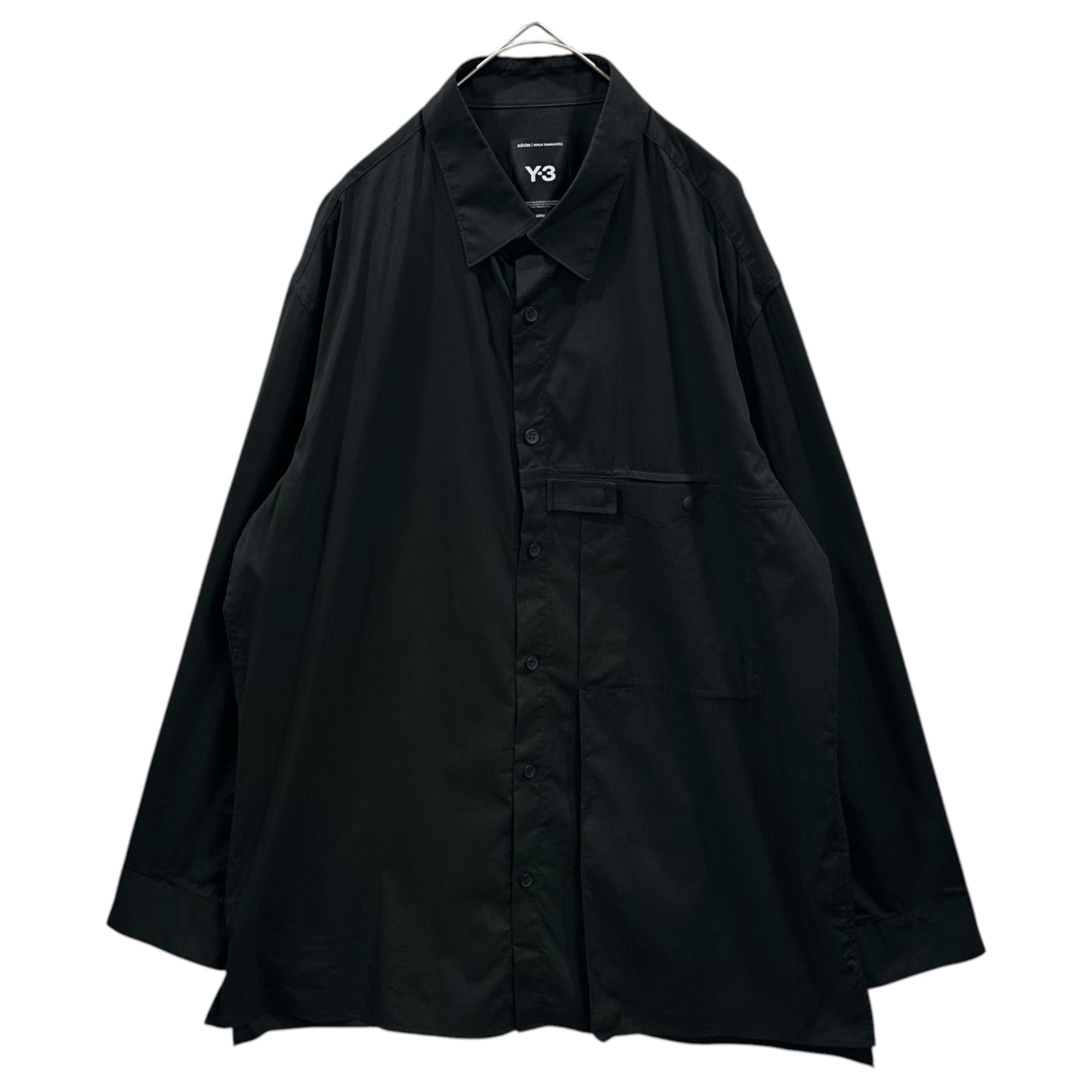 Y-3(ワイスリー) Cotton-Poly Snap-Button Pocket L/S Shirt コットン ポリ スナップボタン ポケット 長袖 シャツ JI7082 M ブラック