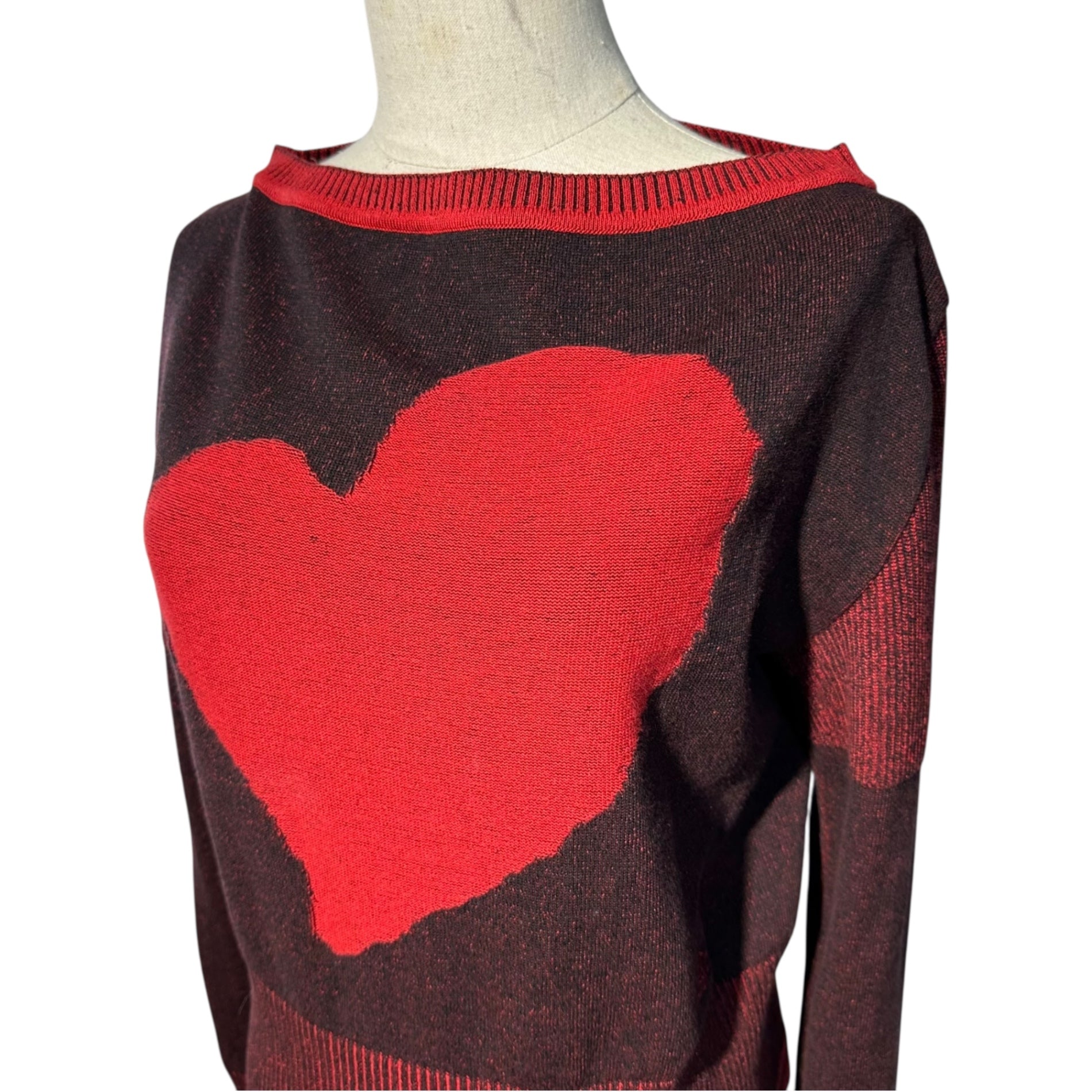 Vivienne Westwood RED LABEL(ヴィヴィアンウエストウッドレッドレーベル) Orb Embroidery Big Heart Rib Knit オーブ 刺繍 ビッグ ハート リブ ニット 17-13-121004 00 レッド ショート丈 ロゴ 長袖