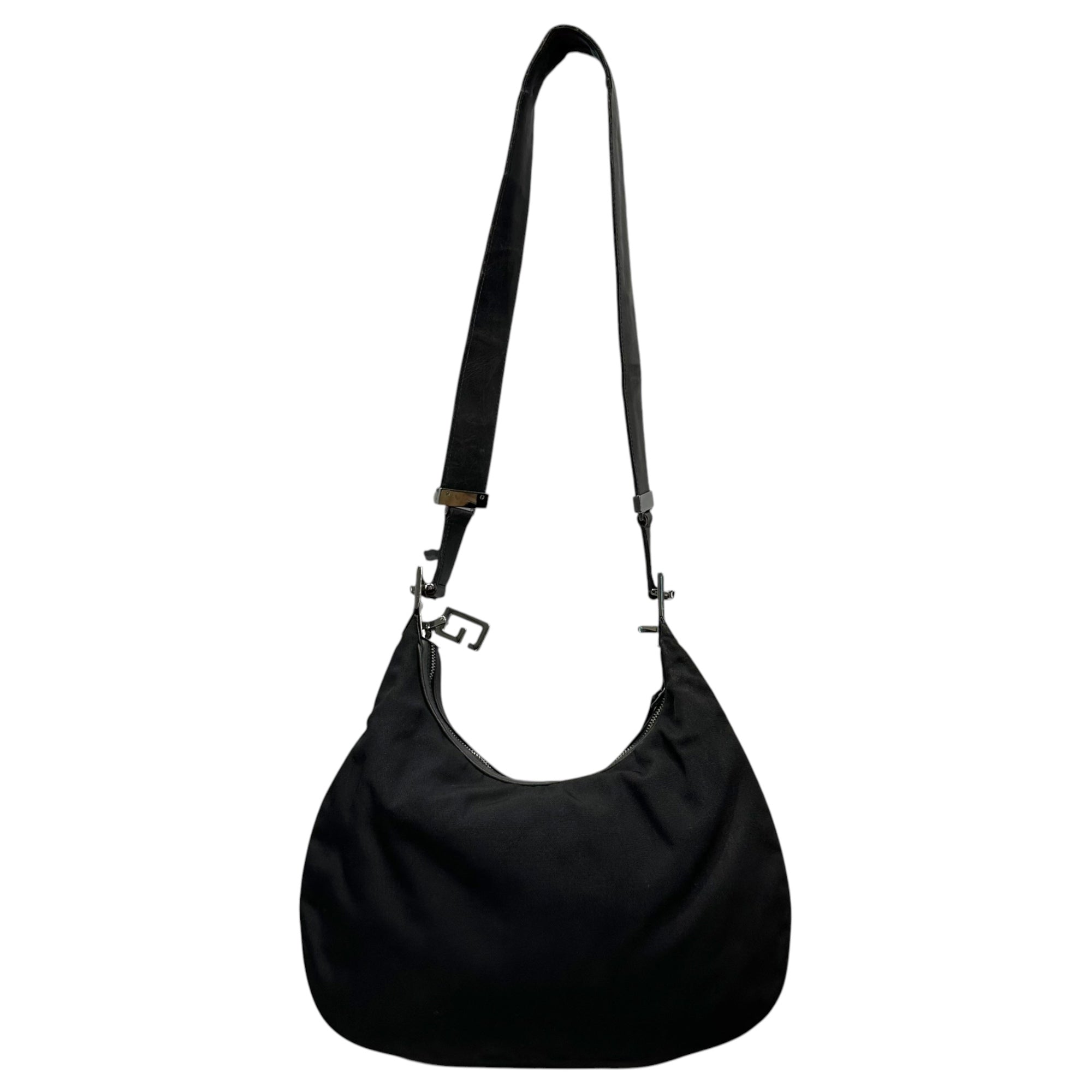 GUCCI(グッチ) 2001SS By Tom Ford 2way Hobo Bag - Nylon Leather トムフォード期 ホーボー バッグ ナイロン レザー 001・3315 002058 ブラック 00's アーカイブ ワンショルダー
