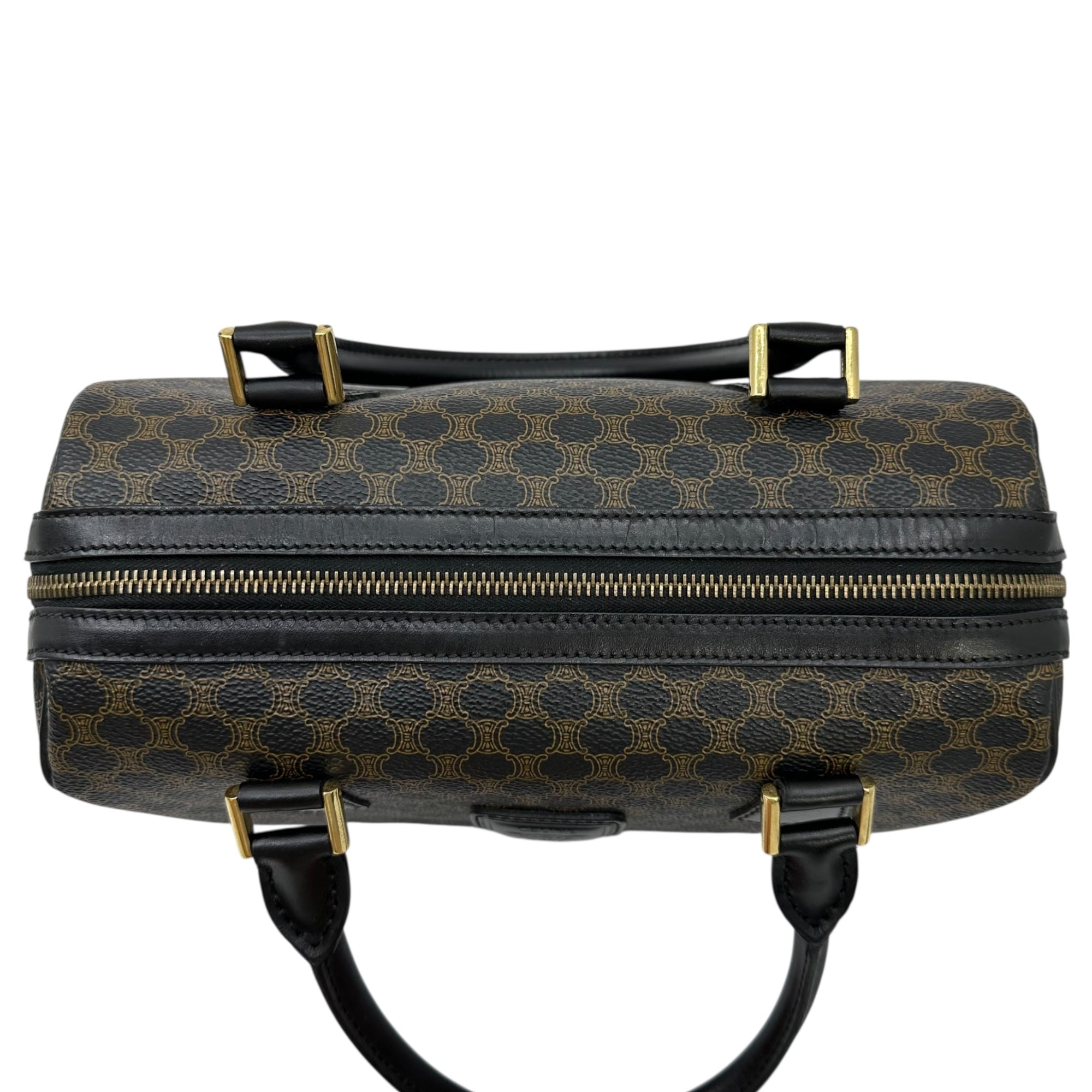 CELINE(セリーヌ) Macadam Pattern Mini Boston Bag マカダム柄 ミニ ボストン バッグ MC99/1 ブラック×ブラウン OLD オールド ハンド
