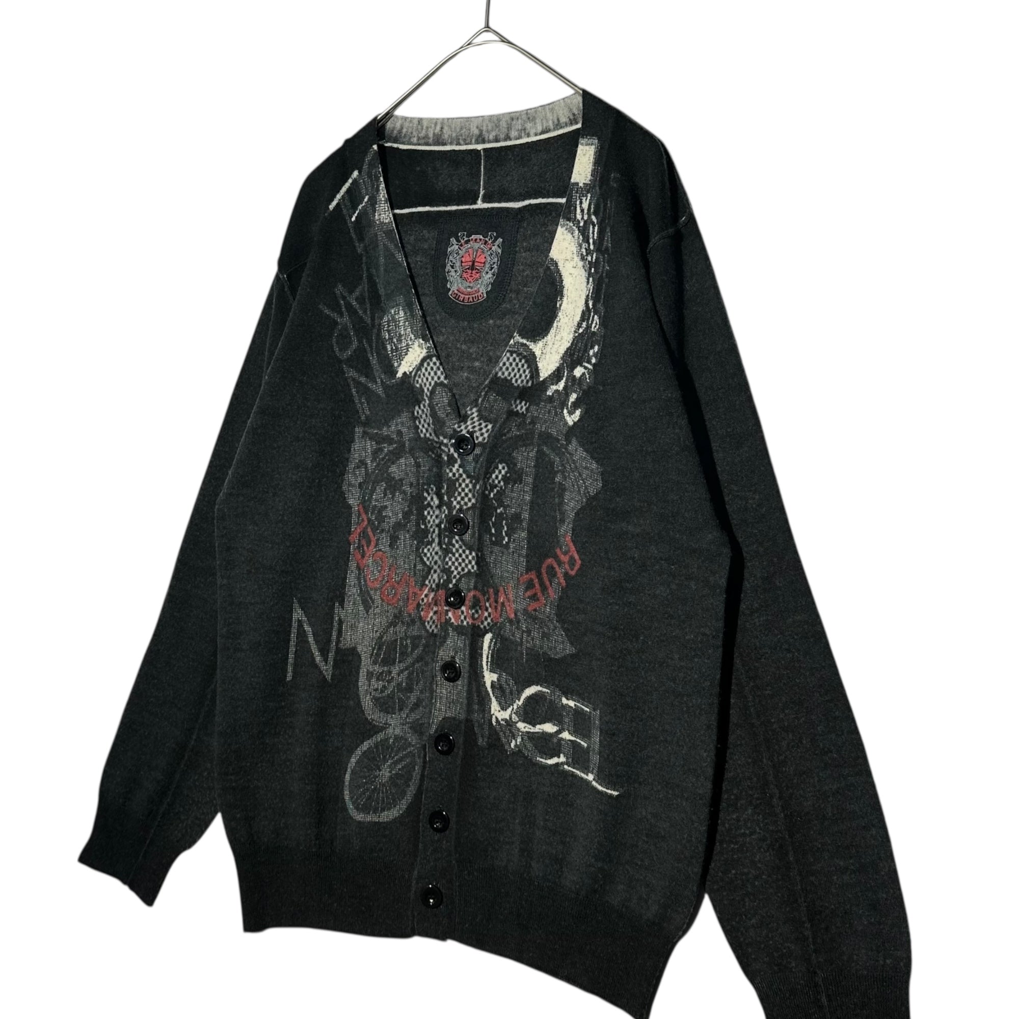 MARITHE FRANCOIS GIRBAUD(マリテフランソワジルボー)  00's Trompe l'oeil Wool Knit Cardigan トロンプルイユ ウール ニット カーディガン M7-8267 L ブラック Y2K だまし絵