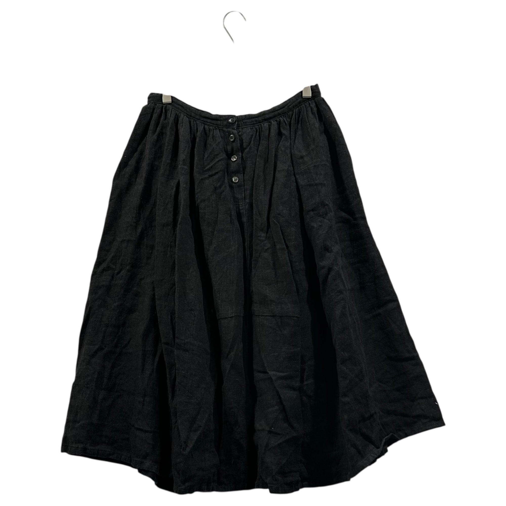 ikkuna/suzuki takayuki(イクナスズキタカユキ) Waist Gather Linen wool skirt ウエスト ギャザー リネン ウール スカート 1(S程度) ブラック