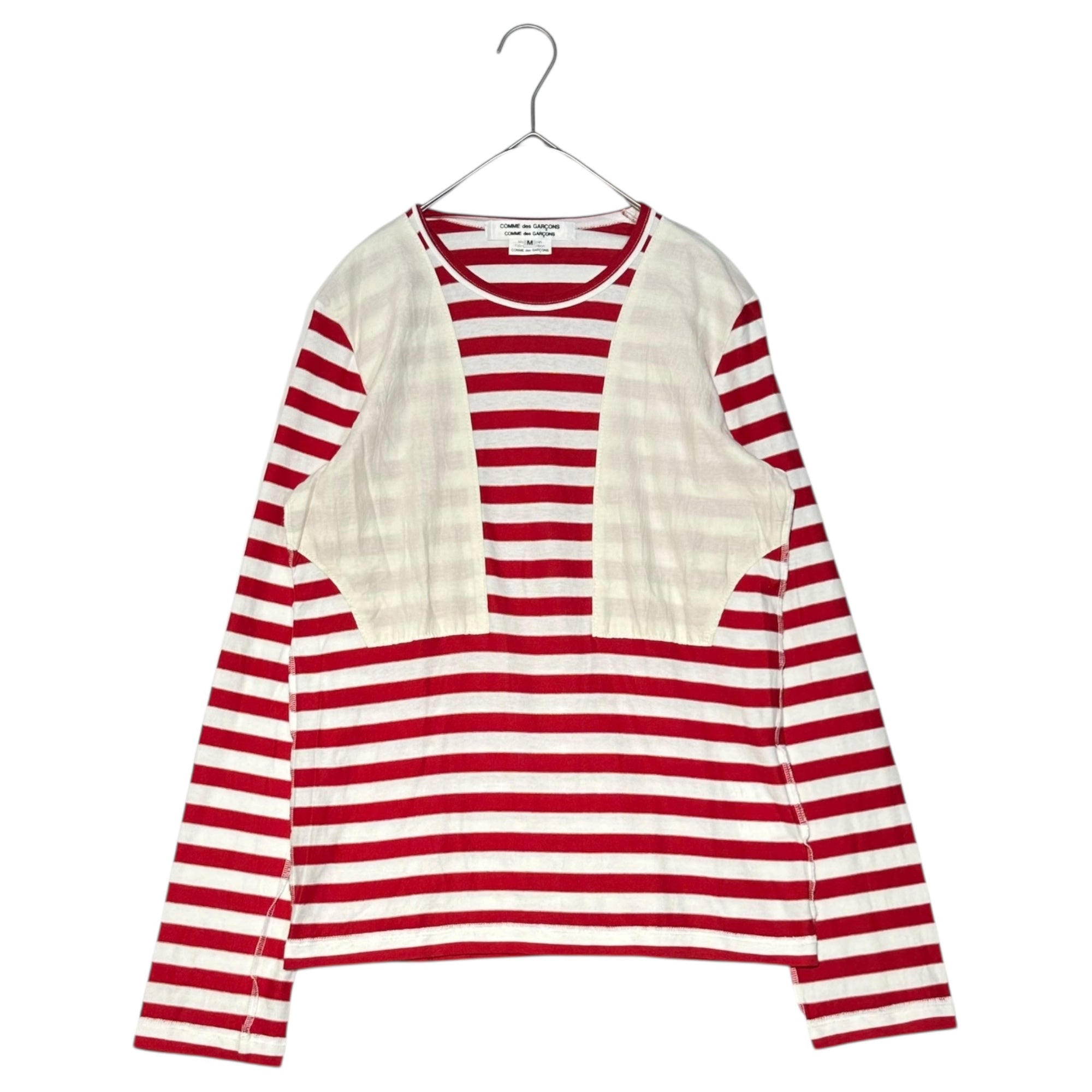 COMME des GARCONS COMME des GARCONS(コムデギャルソンコムデギャルソン) 10AW Front Design L/S Border Cut-and-Sewn Shirt フロントデザイン 長袖 ボーダー カットソー RF-T002 M ホワイト×レッド AD2010