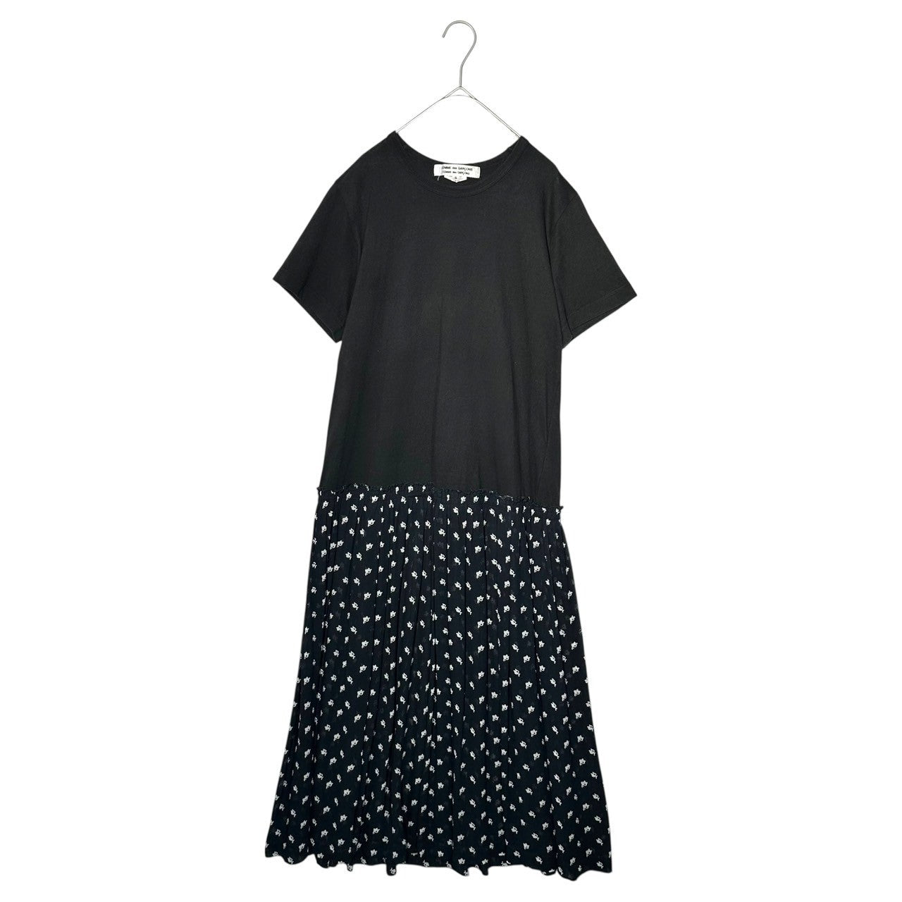 COMME des GARCONS COMME des GARCONS(コムデギャルソンコムデギャルソン) 14SS Cupra Blend S/S Shift Dress キュプラ 切替 カットソー 半袖 ワンピース RM-O016 S ブラック×ネイビー