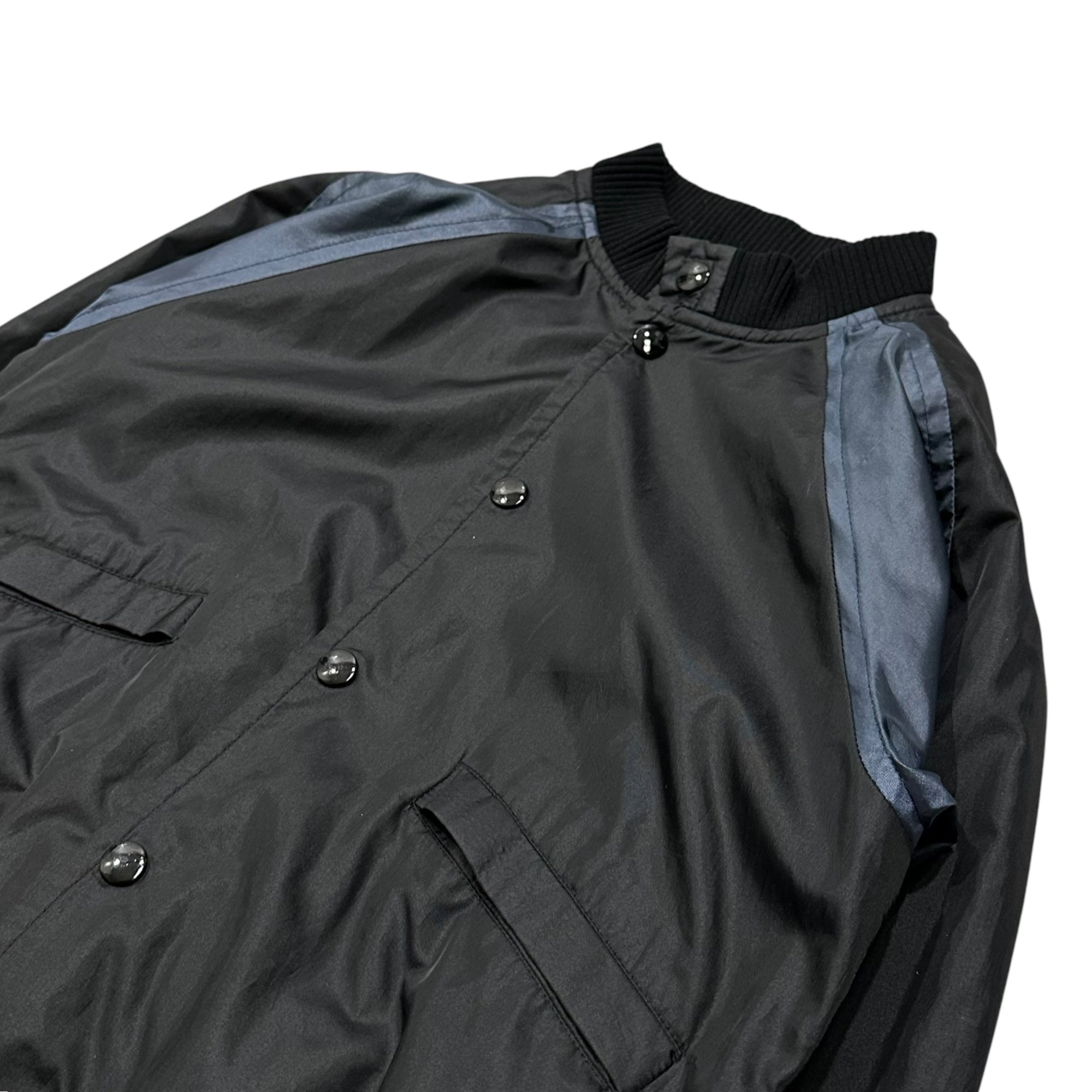 COMME des GARCONS(コムデギャルソン) 1990's Aoyama Exclusive: Wool and Nylon Patchwork Blouson 青山限定 バック ウール 切替 ナイロン ブルゾン KX-352050 FREE ブラック×ネイビー 品質表示タグプリント擦れ有 90s アーカイブ
