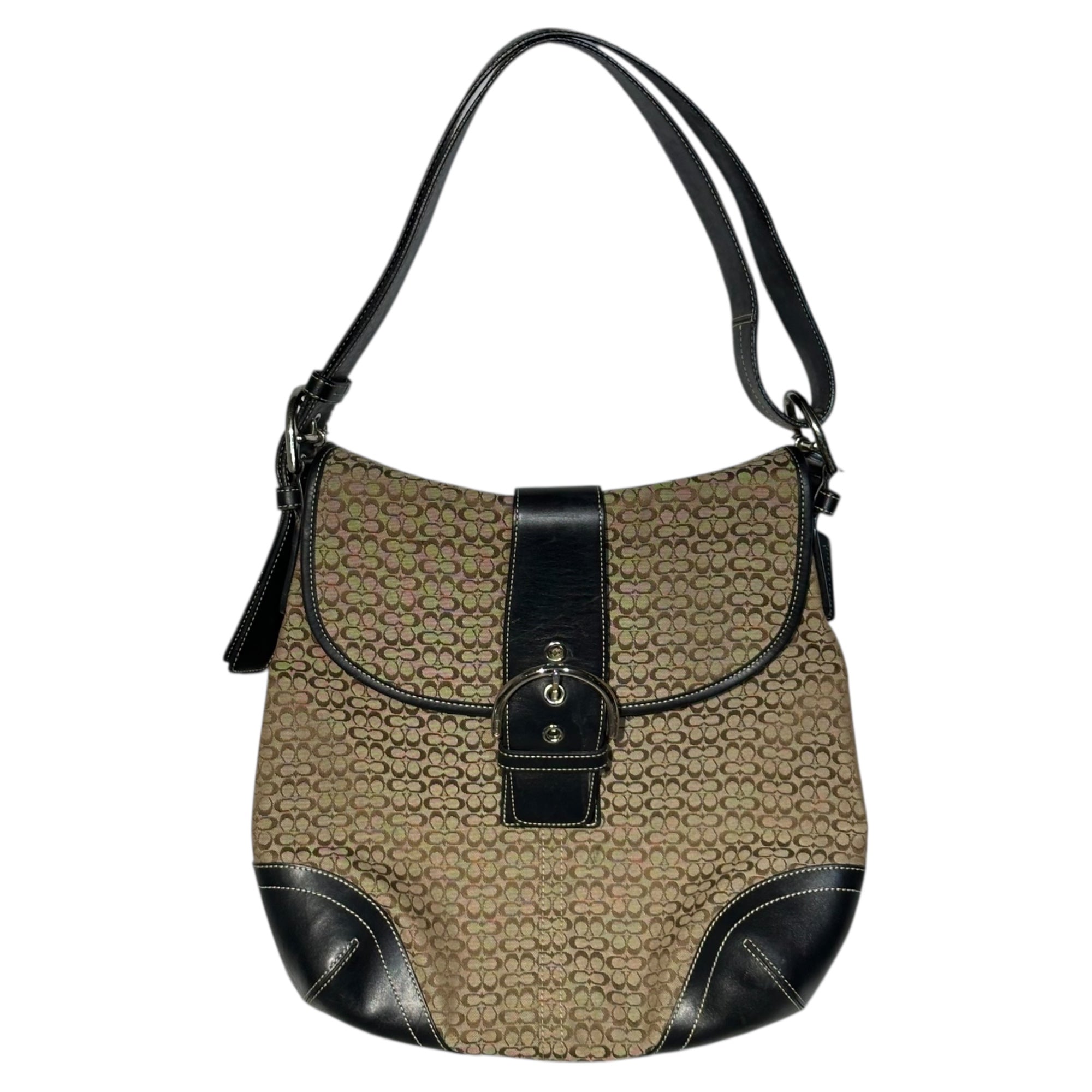 COACH(コーチ) Logo Patch Signature Body Bag ロゴ ワッペン シグネチャー ボディバッグ F72931 ベージュ×ブラック ウエスト ポーチ ショルダー バッグ 斜め掛け