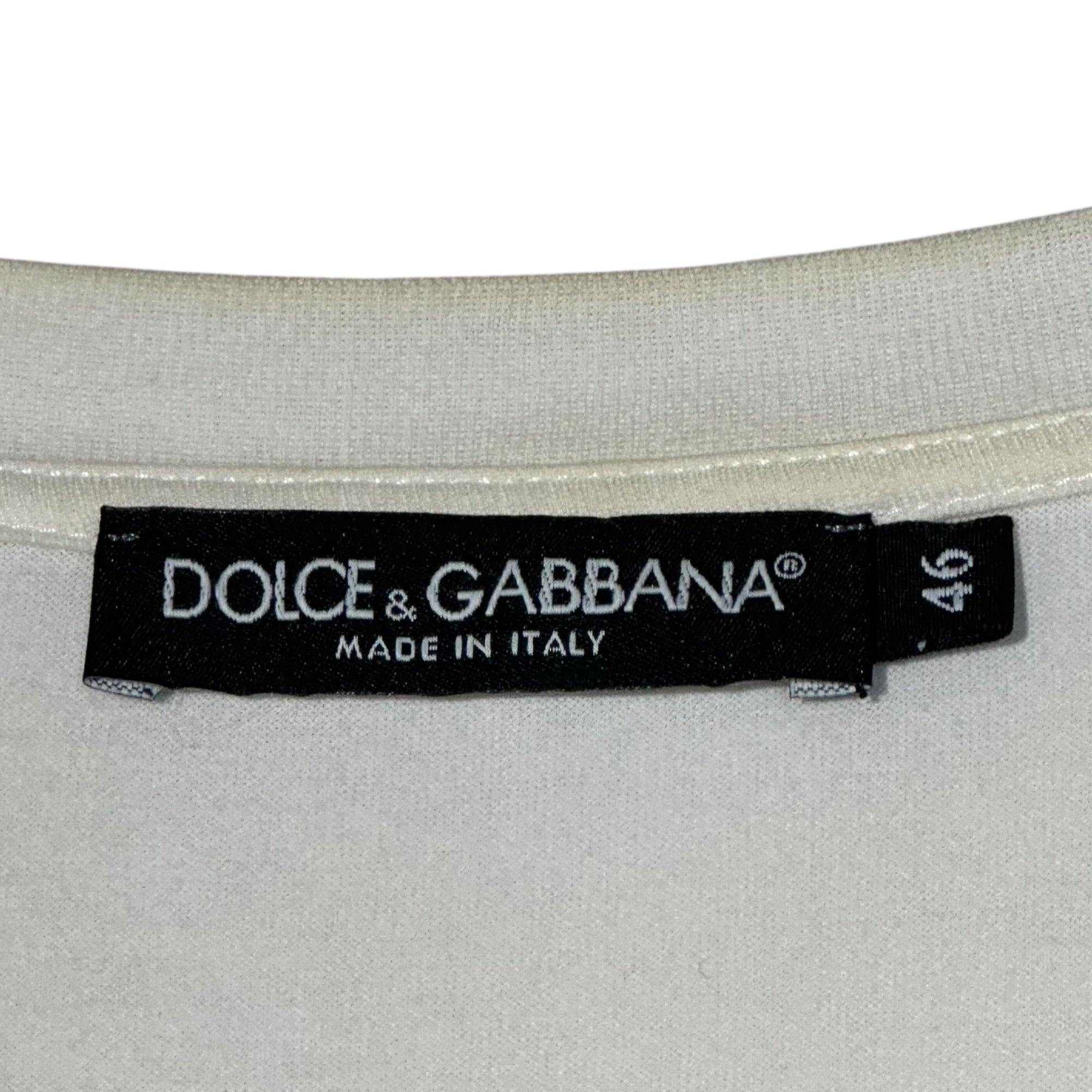 DOLCE&GABBANA(ドルチェ&ガッバーナドルガバ) ハートプリント Tシャツ 46(S) ホワイト×ブラック×レッド