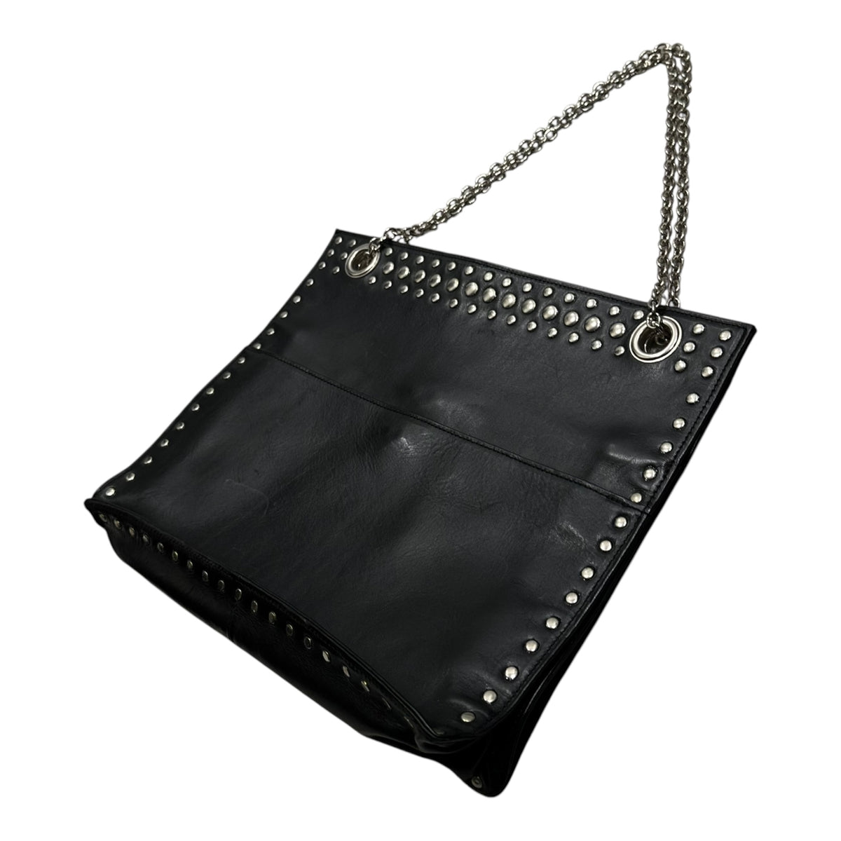 Y's(ワイズ) Leather Stud Double-Chain Shoulder Bag レザー スタッズ ダブル チェーン ショルダーバッグ YR-121-771 ブラック