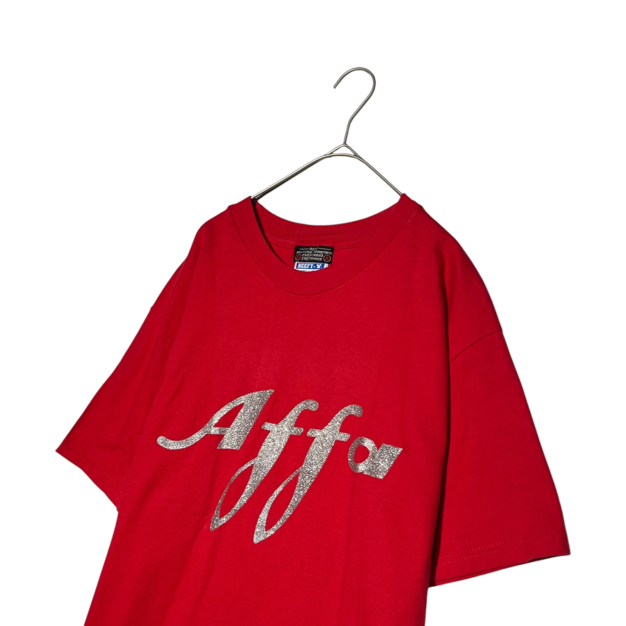 AFFA(エーエフエフエー) Initial lame logo print T-shirt 初期 ラメロゴ プリント Tシャツ L レッド