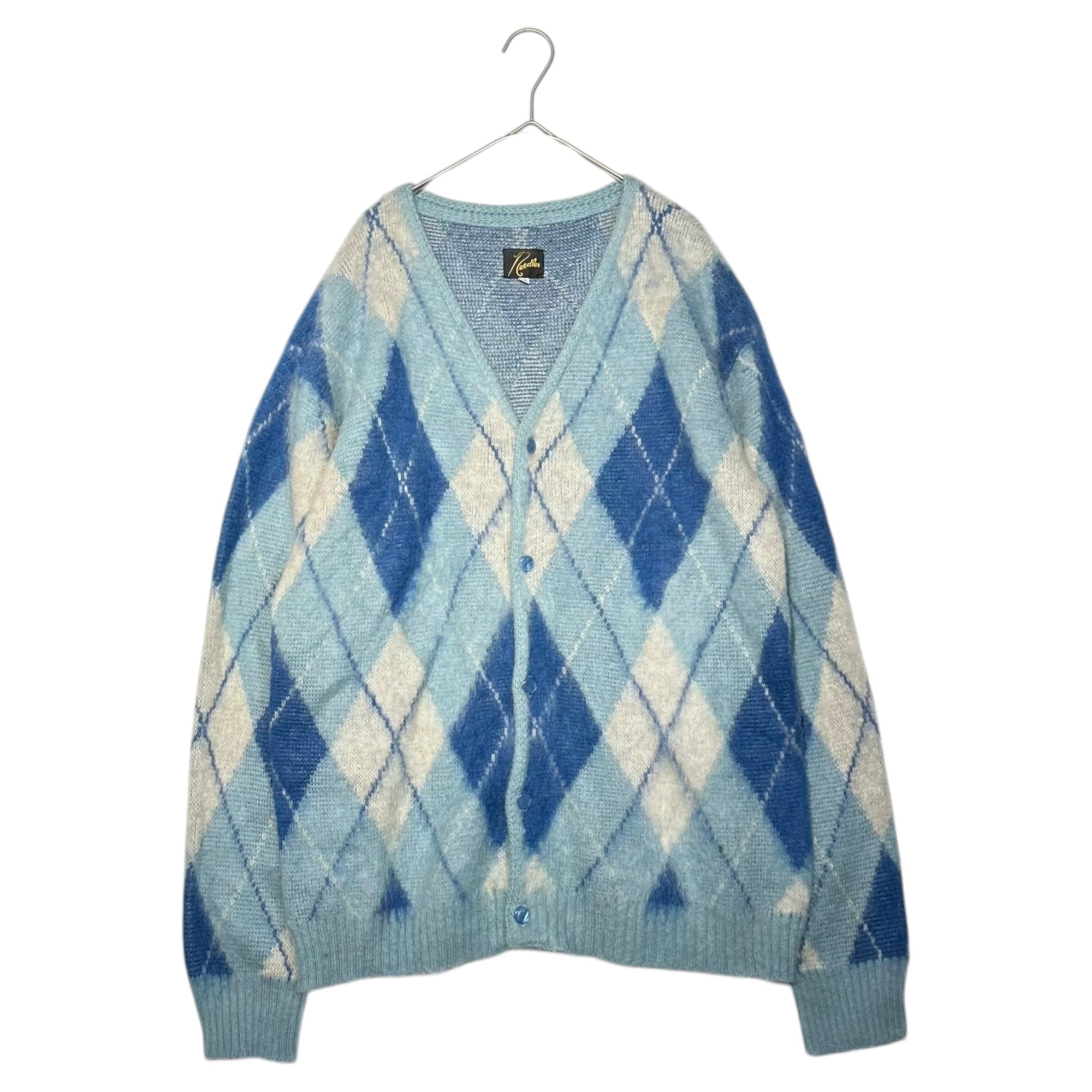 NEEDLES(ニードルズ) 22AW Argyle MOHAIR Cardigan アーガイル モヘアカーディガン LQ271 M ブルー×グレー 参考定価29,700円(税込)