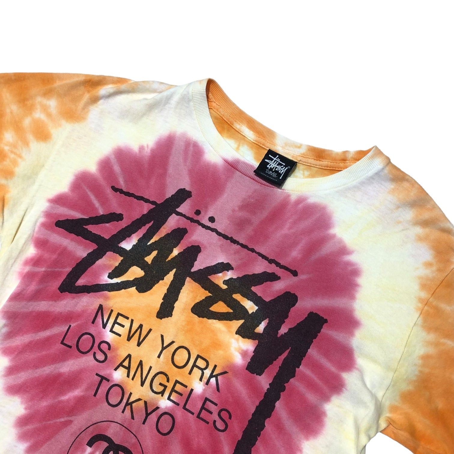 STUSSY(ステューシー) 00's World Tour Tie Dye T-shirt ワールドツアー タイダイ Tシャツ S オレンジ