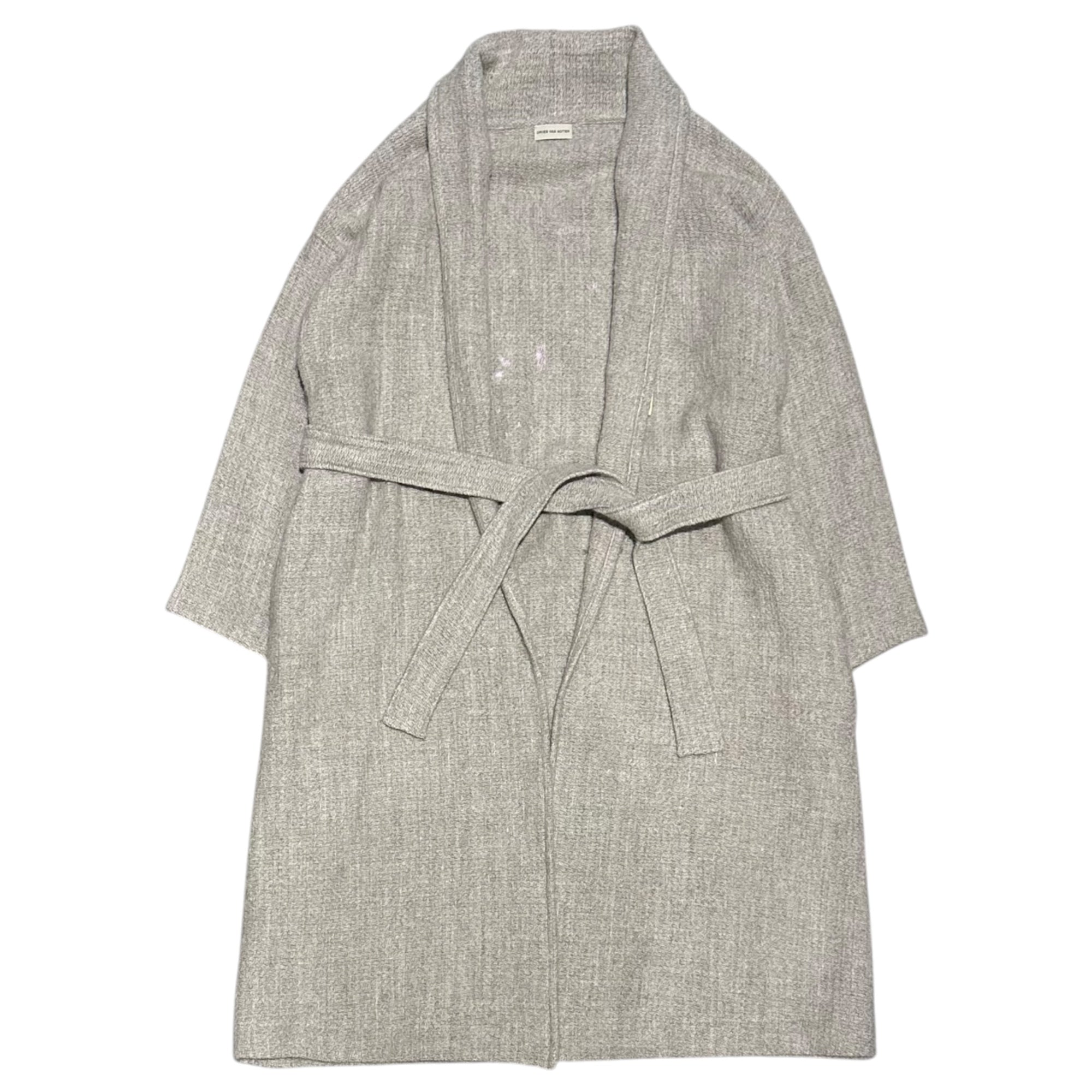 DRIES VAN NOTEN(ドリスヴァンノッテン) 1998AW ”Viburnum” Memorial Graphic Gown Coat メモリアル グラフィック ニット ガウン コート FREE グレー 90's 90年代 アーカイブ ライカ