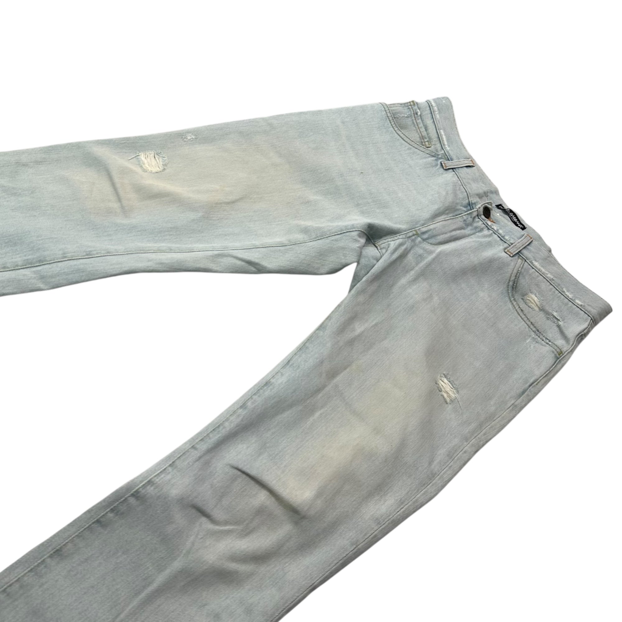 DOLCE&GABBANA(ドルチェ&ガッバーナドルガバ) Distressed Denim Pants ダメージ加工 デニム パンツ 48 ライトインディゴ