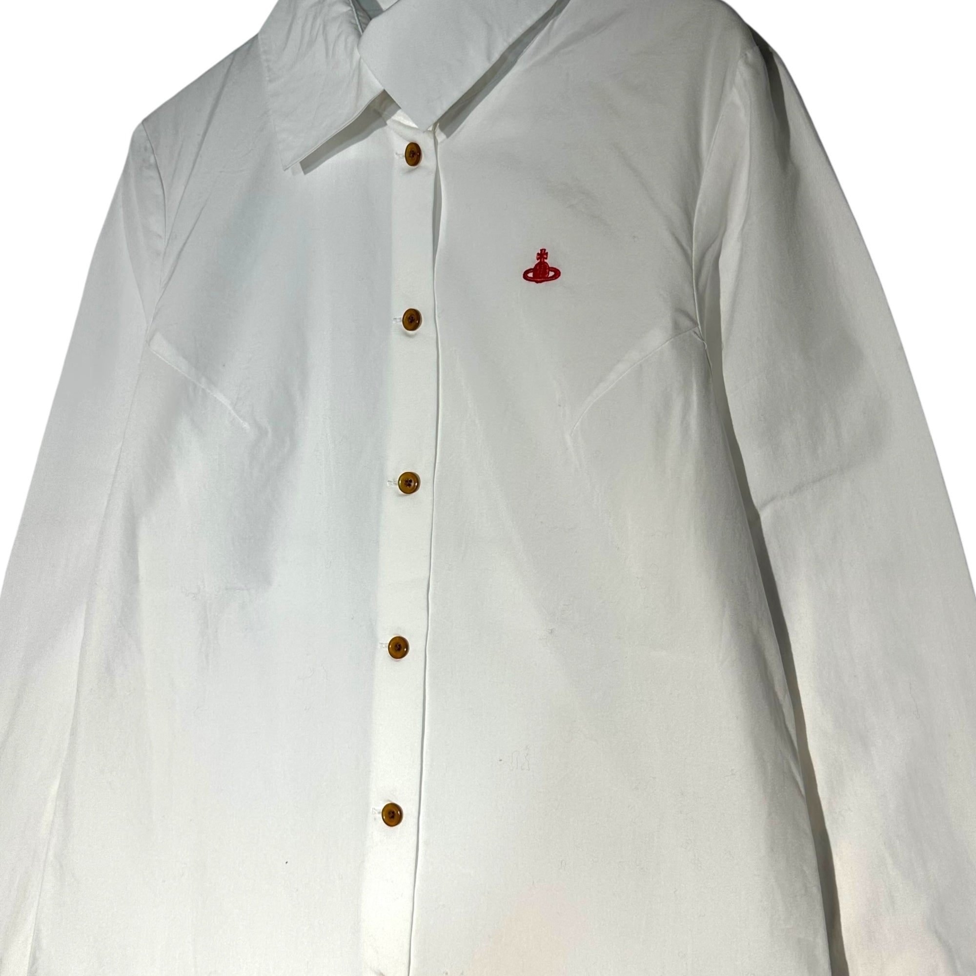 Vivienne Westwood RED LABEL(ヴィヴィアンウエストウッドレッドレーベル) Orb Logo Embroidered Long-Sleeve Shirt オーブ ロゴ 刺繍 L/S シャツ 16-03-862001 2 ホワイト