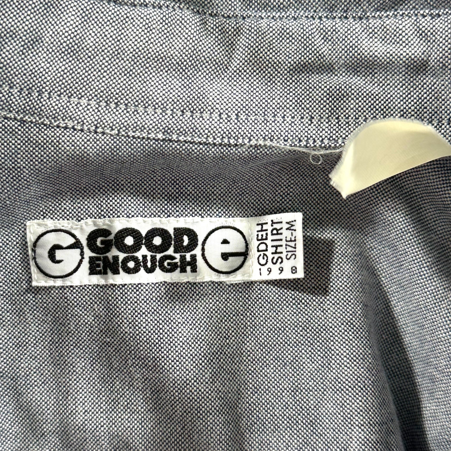 GOODENOUGH(グッドイナフ) 90's Hem Logo Button-Down Dungaree Shirt 90年代 裾 ロゴ ボタンダウン ダンガリー シャツ M ブルー