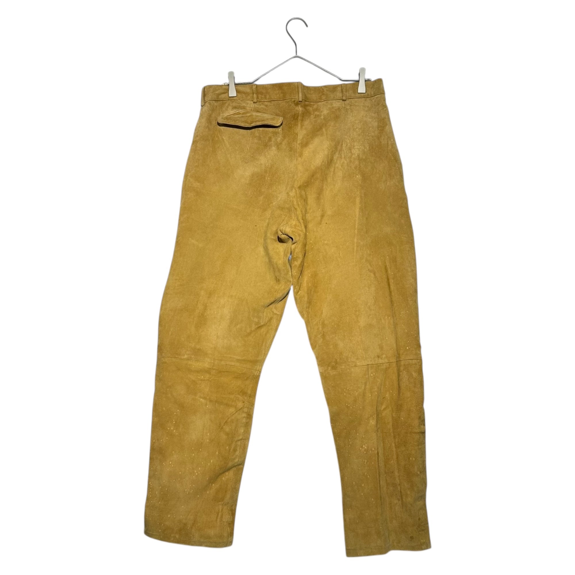 COUGAR(クーガー) 90's Suede 2-pleat straight pants スウェード レザー 2タック ストレート パンツ W36 ベージュ 90年代 ヴィンテージ 古着