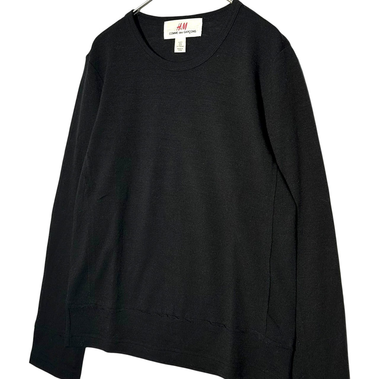 COMME des GARCONS×H&M(コムデギャルソン×エイチアンドエム) 08AW Wool Long-Sleeve Knit Top ウール 長袖 カットソー S ブラック Tシャツ ニットソー コラボ