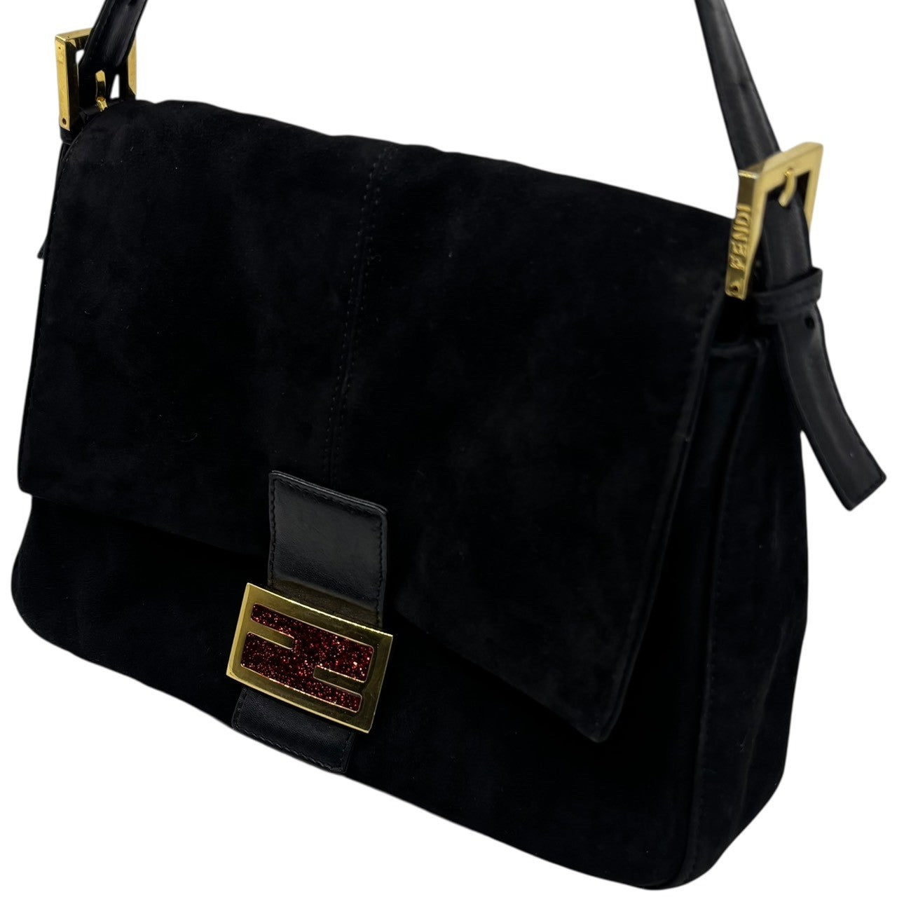 FENDI(フェンディ) Vintage Red glitter finish Suede Mamma Baguette