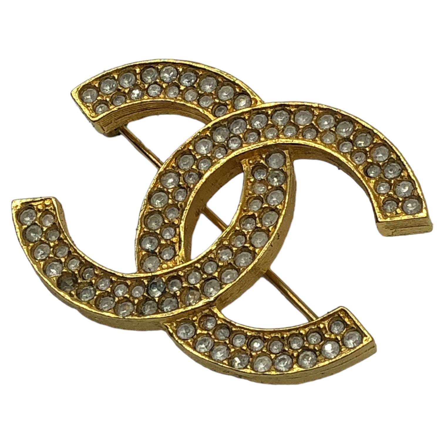 CHANEL(シャネル) Coco mark rhinestone brooch ココマーク ラインストーン ブローチ ゴールド 刻印174  ヴィンテージ ジュエリー