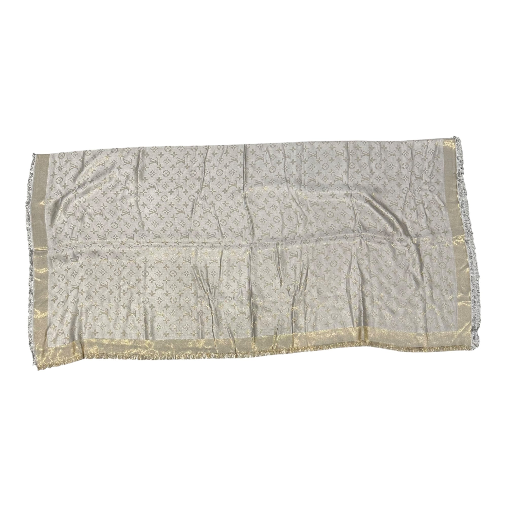 LOUIS VUITTON(ルイヴィトン) Monogram Shine Shawl ショール モノグラム シャイン M75121 シルバー×ゴールド マフラー