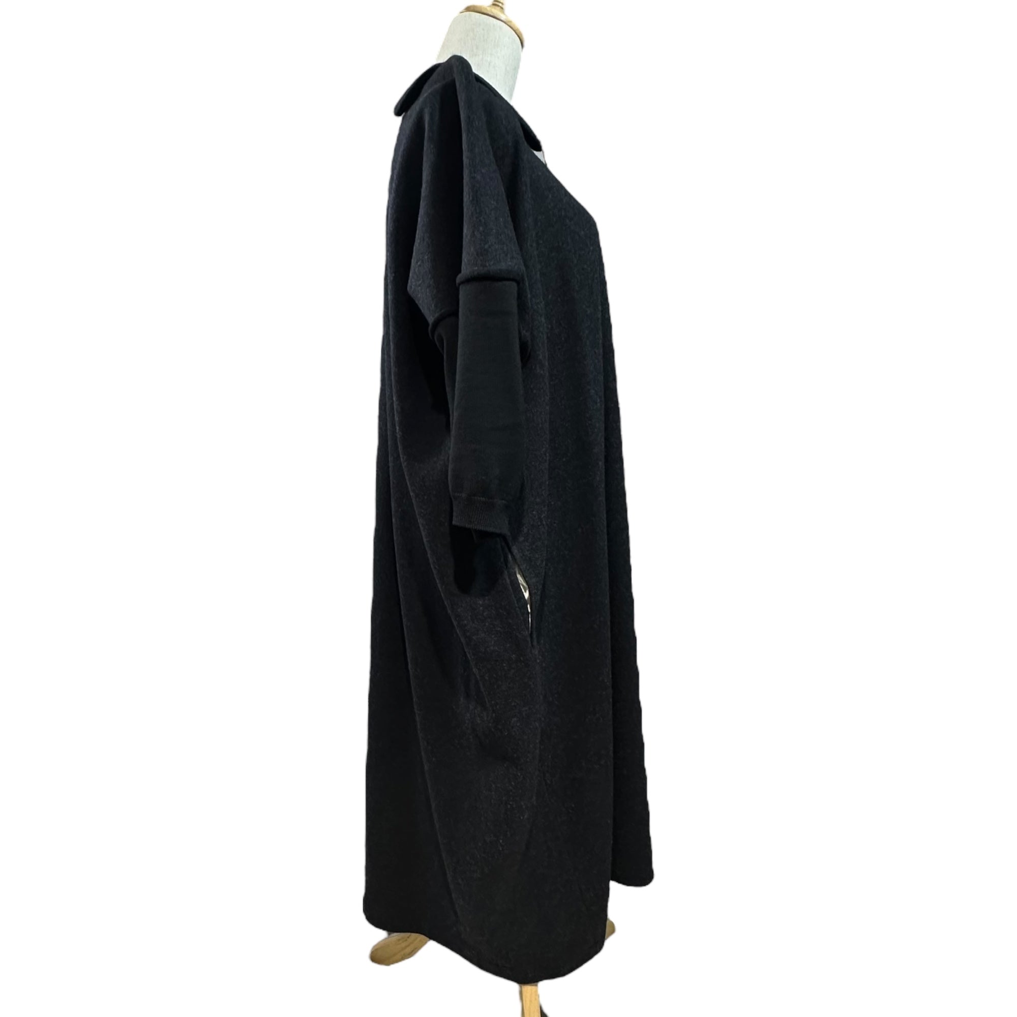 COMME des GARCONS COMME des GARCONS(コムデギャルソンコムデギャルソン) 12AW Round-Neck Knit Oversized Sleeve-Split Dress 丸襟 ニット オーバーサイズ 袖切替 ワンピース LJ-O015 S ブラック AD2012 ロング