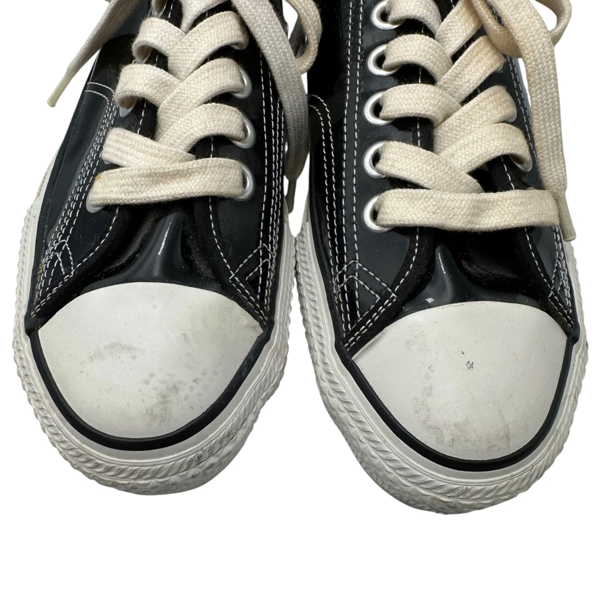 COMME des GARCONS HOMME PLUS(コムデギャルソンオムプリュス) Enamel Low-Cut Sneakers エナメル ローカット スニーカー EE20W 24cm ブラック×ホワイト