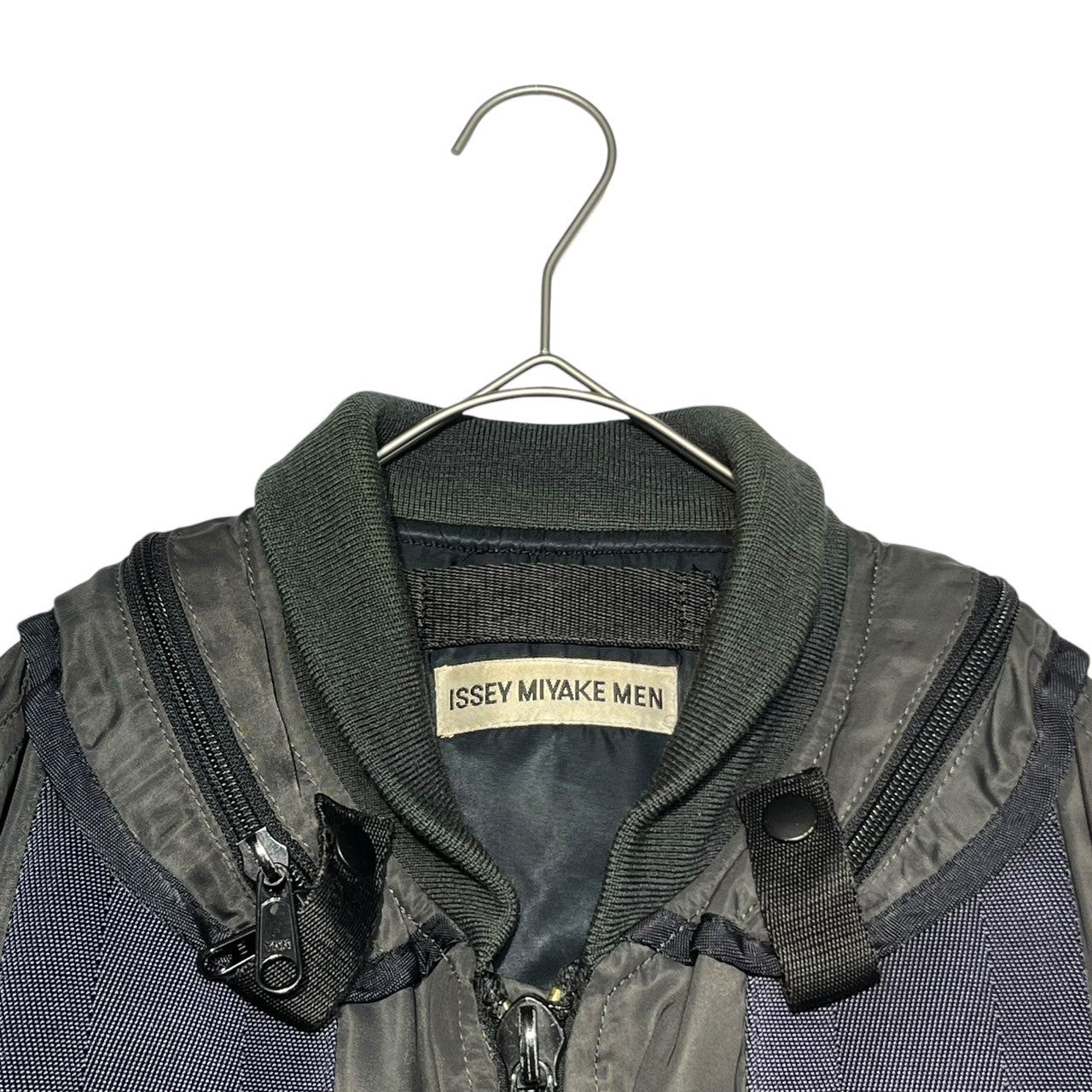 ISSEY MIYAKE MEN(イッセイミヤケメン) 96AW Archive Parachute Cargo Bomber Jacket  アーカイブ パラシュート カーゴ ボンバー ジャケット ME63-FC460 M グレー×ネイビー