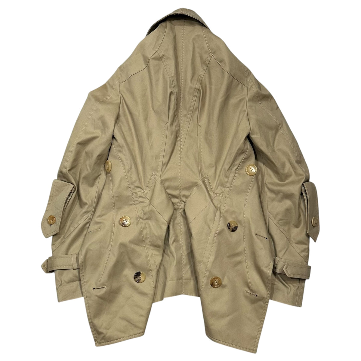JUNYA WATANABE COMME des GARCONS(ジュンヤワタナベコムデギャルソン) 2006SS Inner Gingham-Check Chain Lock-Button Trench Half-Coat インナー ギンガム チェック チェーン ロック ボタン トレンチ ハーフ コート JQ-J006 SS ベージュ×パープル AD2005 00s アーカイブ
