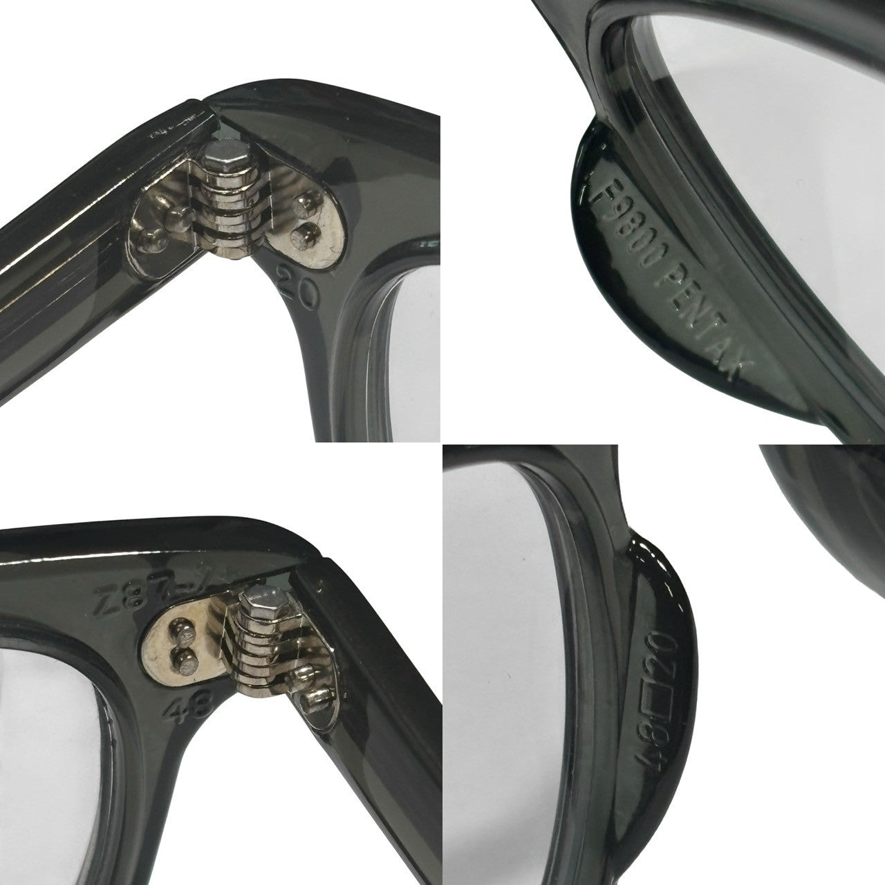 PENTAX(ペンタックス) Boston clear frame sunglasses ボストン型 クリア フレーム サングラス F9800 48□20 145mm カーキグレー 薄いグレーレンズ Safety Rx Eyewear by HOYA