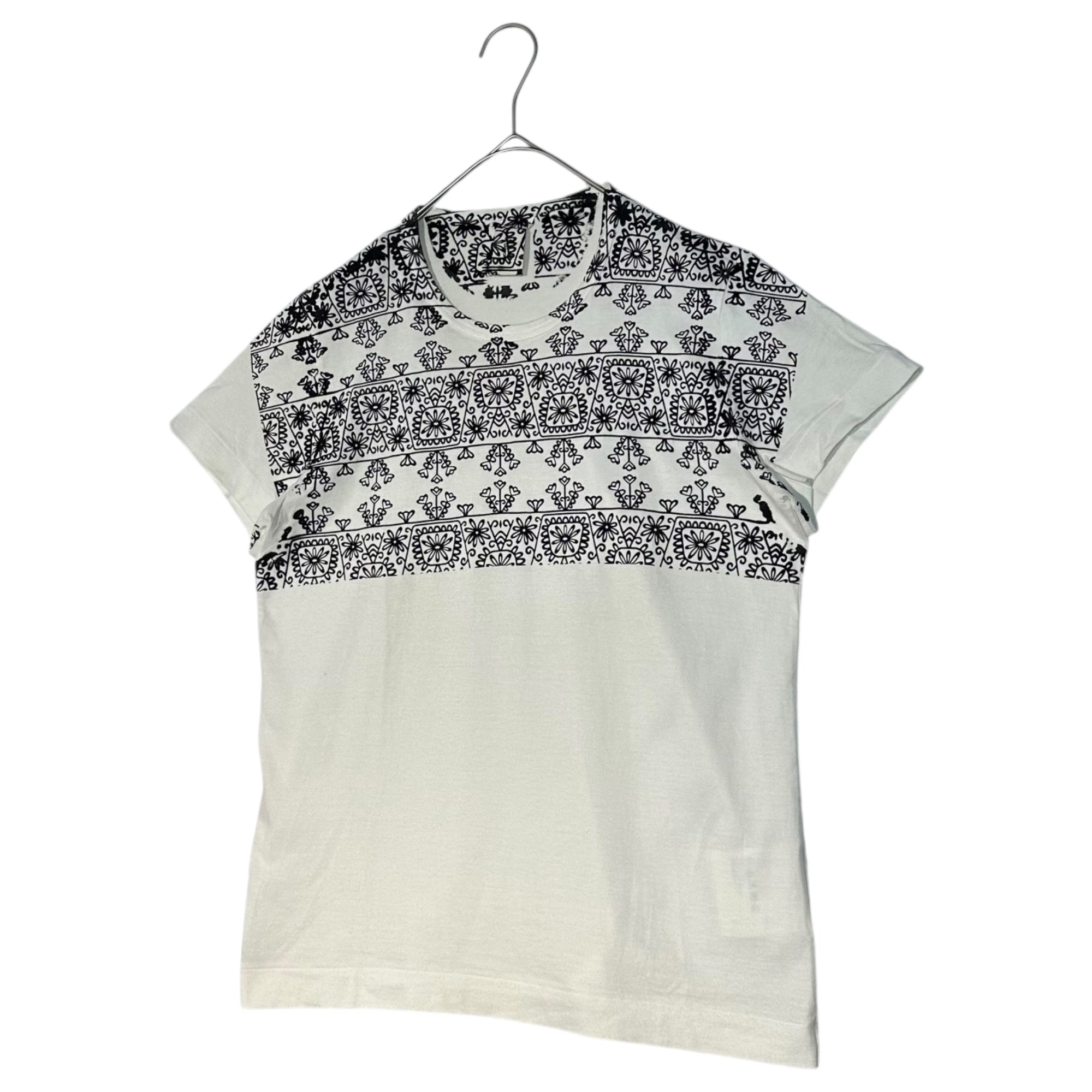 TAO COMME des GARCONS(タオコムデギャルソン) 09AW Flower Flocky Print T-Shirt フラワー フロッキー プリント Tシャツ 3D-T003 M ホワイト×ブラック AD2009