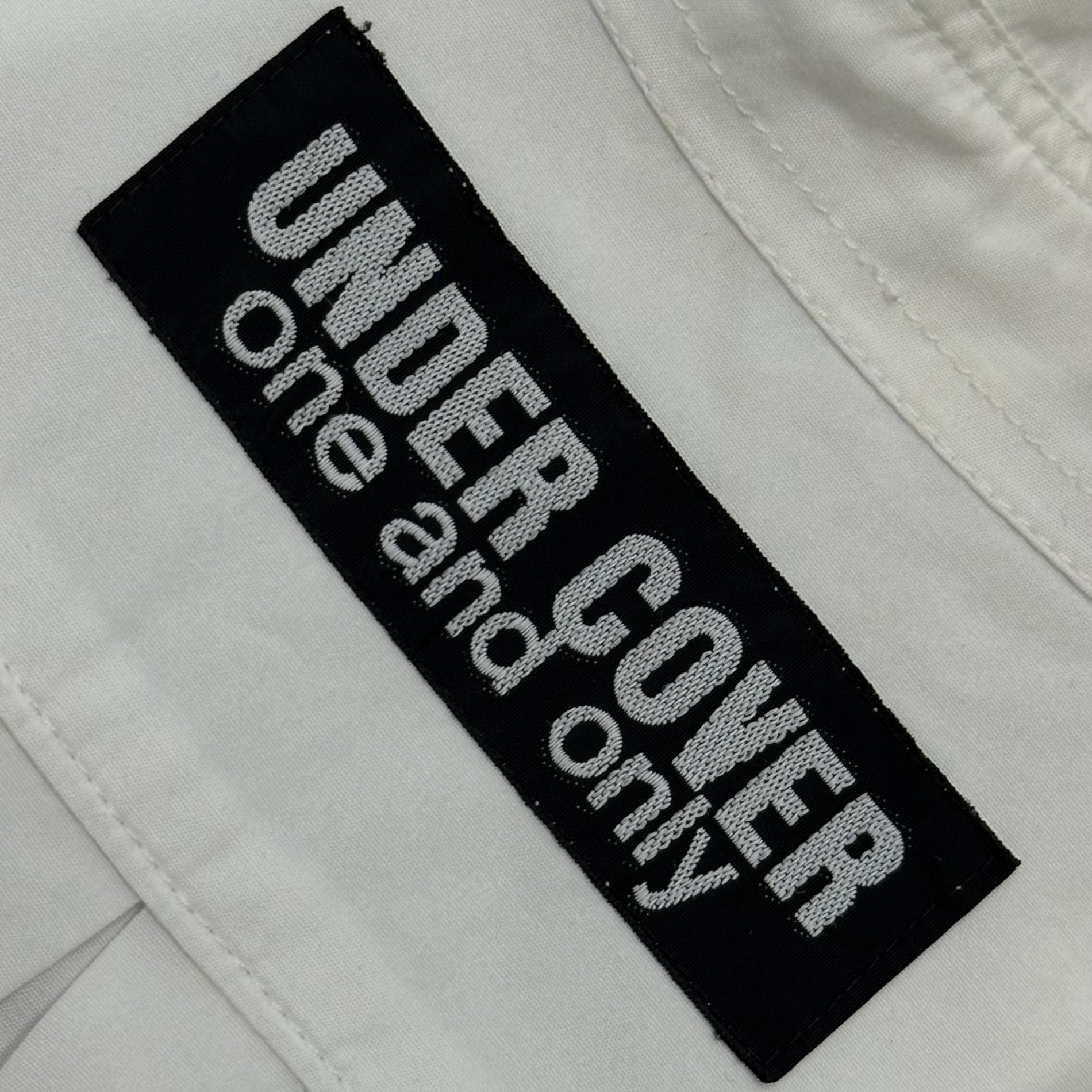 UNDERCOVER(アンダーカバー) 1993's “One-of-a-Kind” Hand-Printed Graphic L/S Shirt 一点物 手刷り グラフィック 長袖 シャツ FREE ホワイト×ブルー 初期 one and only 1990年代 アーカイブ 稀少