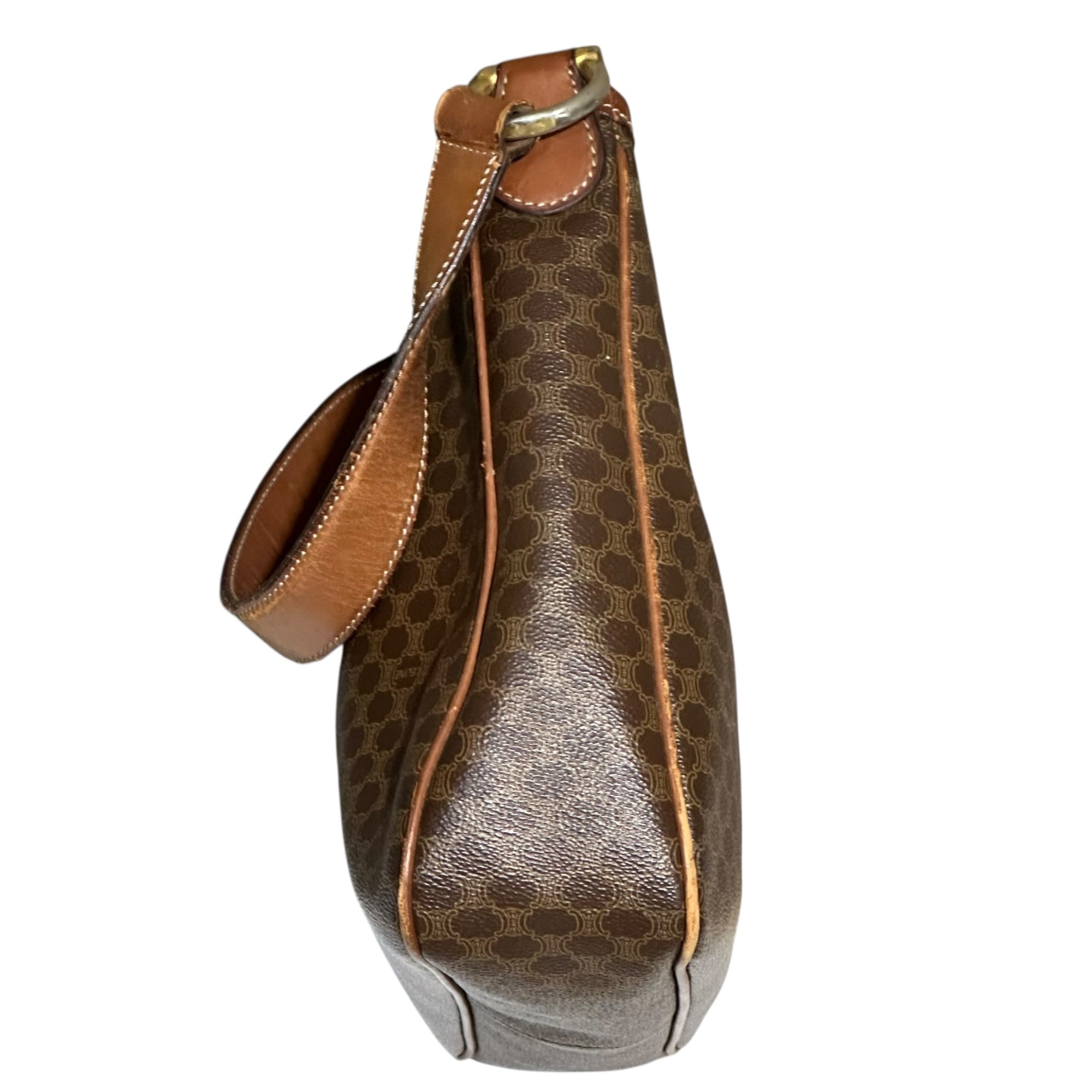 CELINE(セリーヌ) Triumph Turnlock Macadam Pattern Hobo Bag トリオンフ ターンロック マカダム柄 ホーボー バッグ ブラウン ヴィンテージ OLD オールド ワンショルダー ハンド