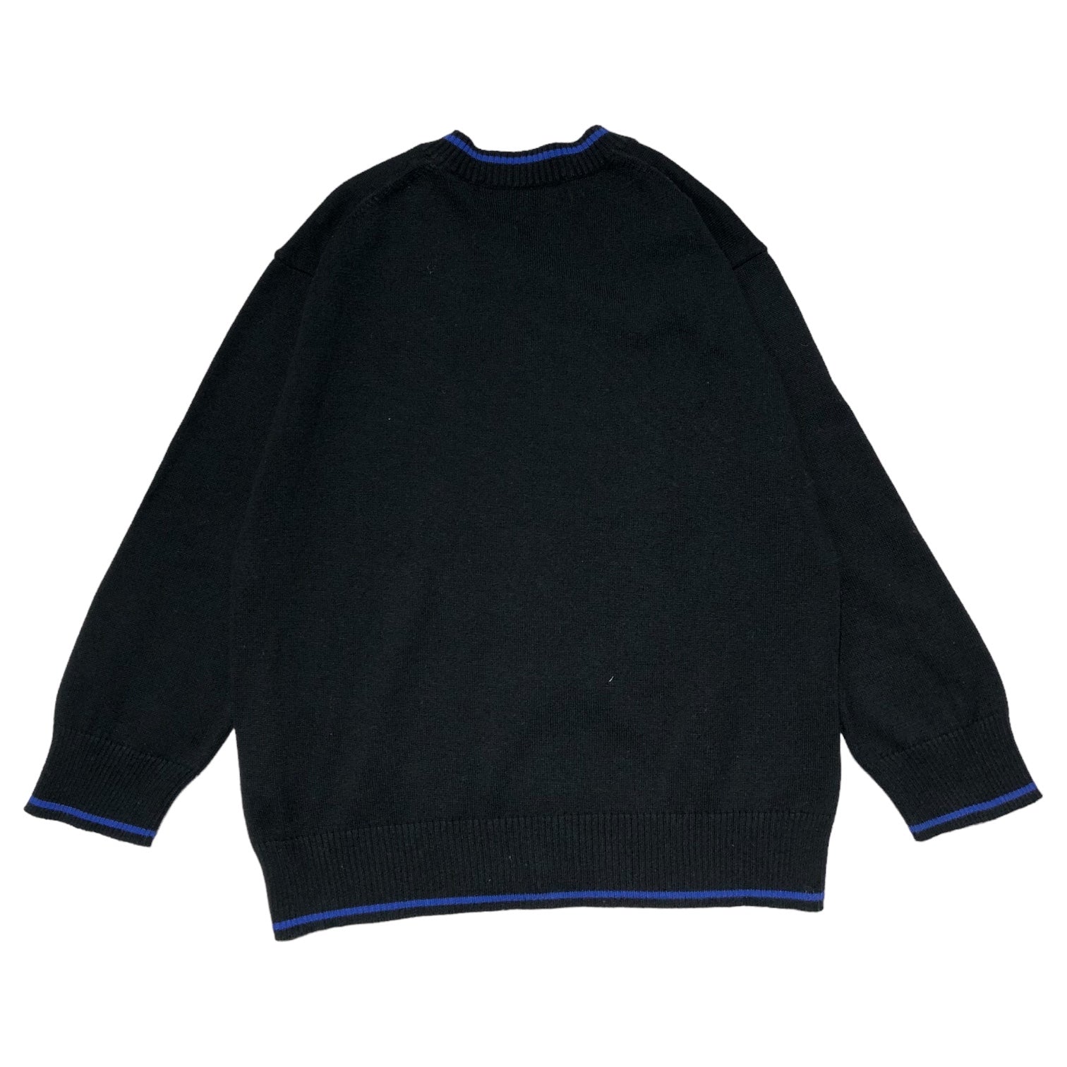 tricot COMME des GARCONS(トリココムデギャルソン) 02SS crew neck cotton cardigan クルーネック コットン カーディガン TF-N012 表記無し(M程度) ブラック×ブルー AD2002 ニット 王冠 ロゴ