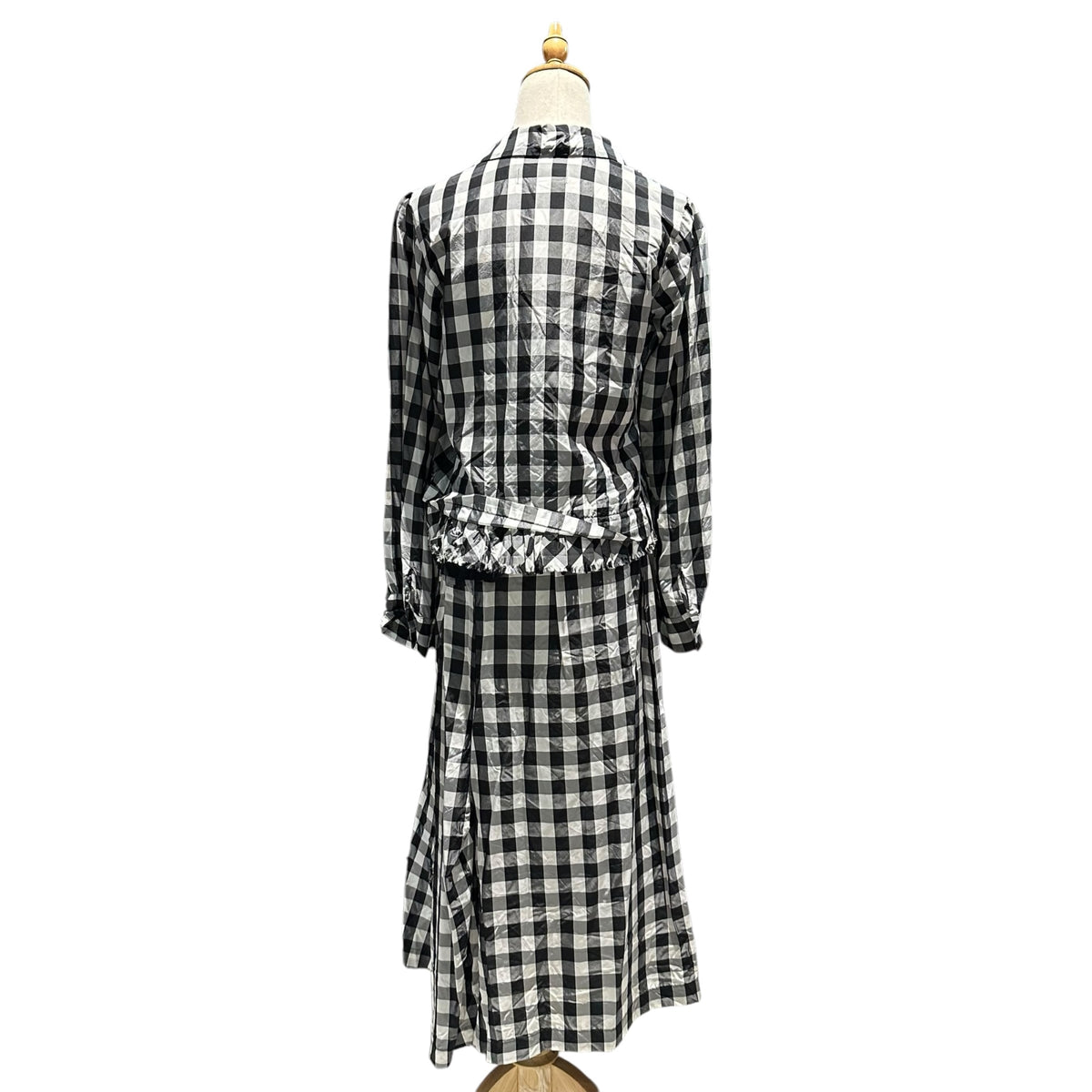 robe de chambre COMME des GARCONS(ローブドシャンブルコムデギャルソン) 2000's Gingham Check Jacket & Slit Flare Skirt ギンガムチェック ジャケット スリット フレア スカート セット TOPS:RB-040280 BOTTOMS:RS-040350 FREE ホワイト×ブラック AD2000 00s アーカイブ セット販売