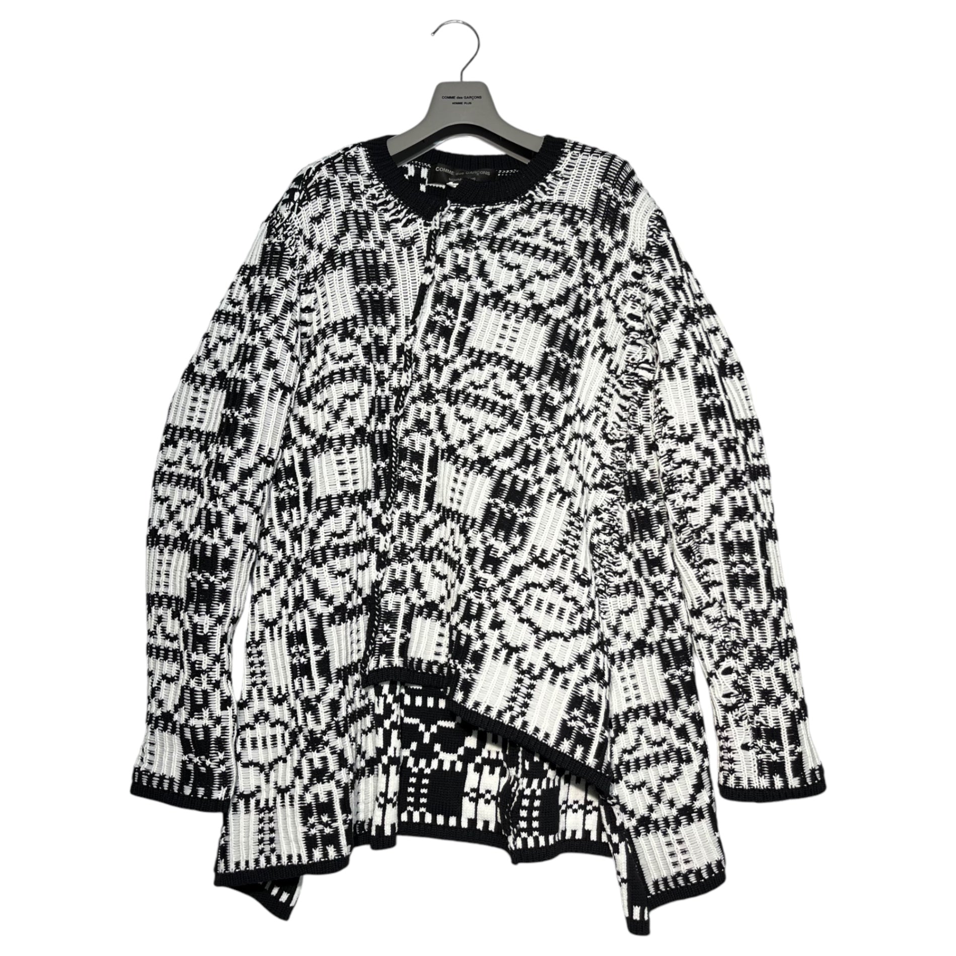 COMME des GARCONS HOMME PLUS(コムデギャルソンオムプリュス) 21AW spiral knit pullover 螺旋ニット プルオーバー PH-N018 M ホワイト×ブラック AD2021 DARKROOM期