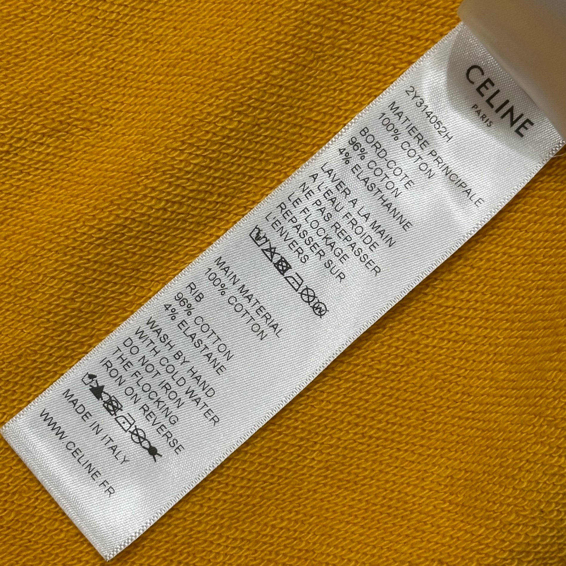 CELINE(セリーヌ) 2021SS Loose Hoodie In Cotton Fleece With Mouse Print ホップアップ限定 マウス ロゴ プルオーバー パーカー 2Y314052H S イエロー エディ期