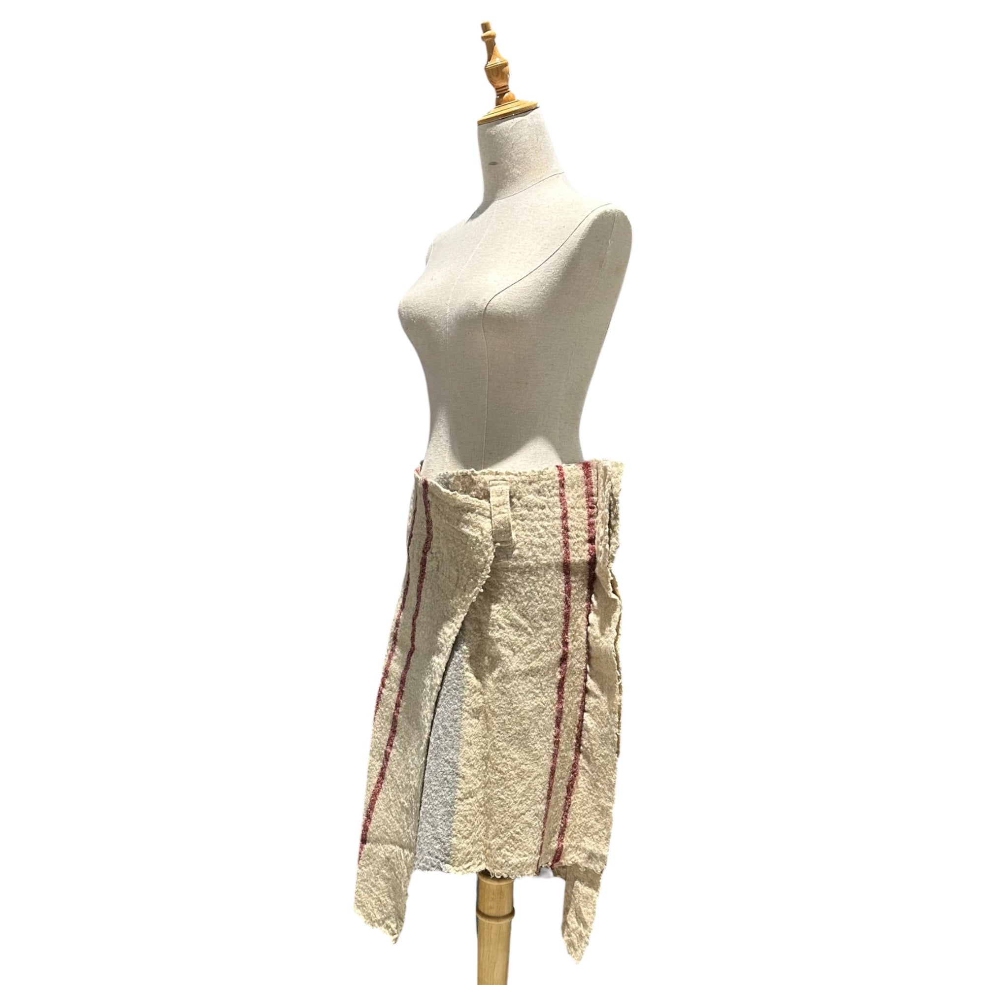 Y's Red Label(ワイズレッドレーベル) Random Stripe Wool Wrap Skirt ランダム ストライプ ウール 巻き スカート YB-S51-154 3(L程度) ベージュ×レッド×グレー ヨウジヤマモト