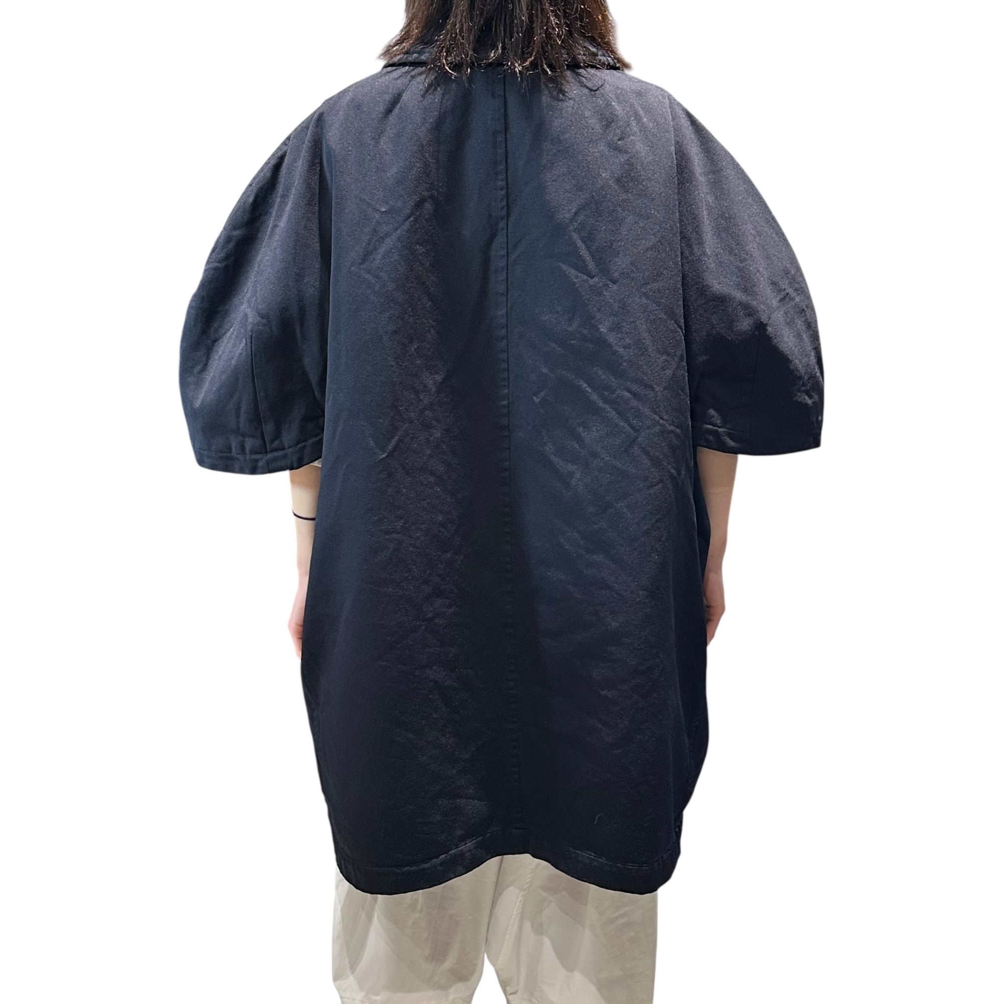 COMME des GARCONS COMME des GARCONS(コムデギャルソンコムデギャルソン) 17AW Polyester Shrunk Round Collar Double-Breasted Wide Silhouette Balloon 7/8 Sleeve Coat  ポリ縮絨 丸襟 ダブルブレスト ワイドシルエット バルーン7分袖 コート  RT-C002 XS ネイビー AD2017