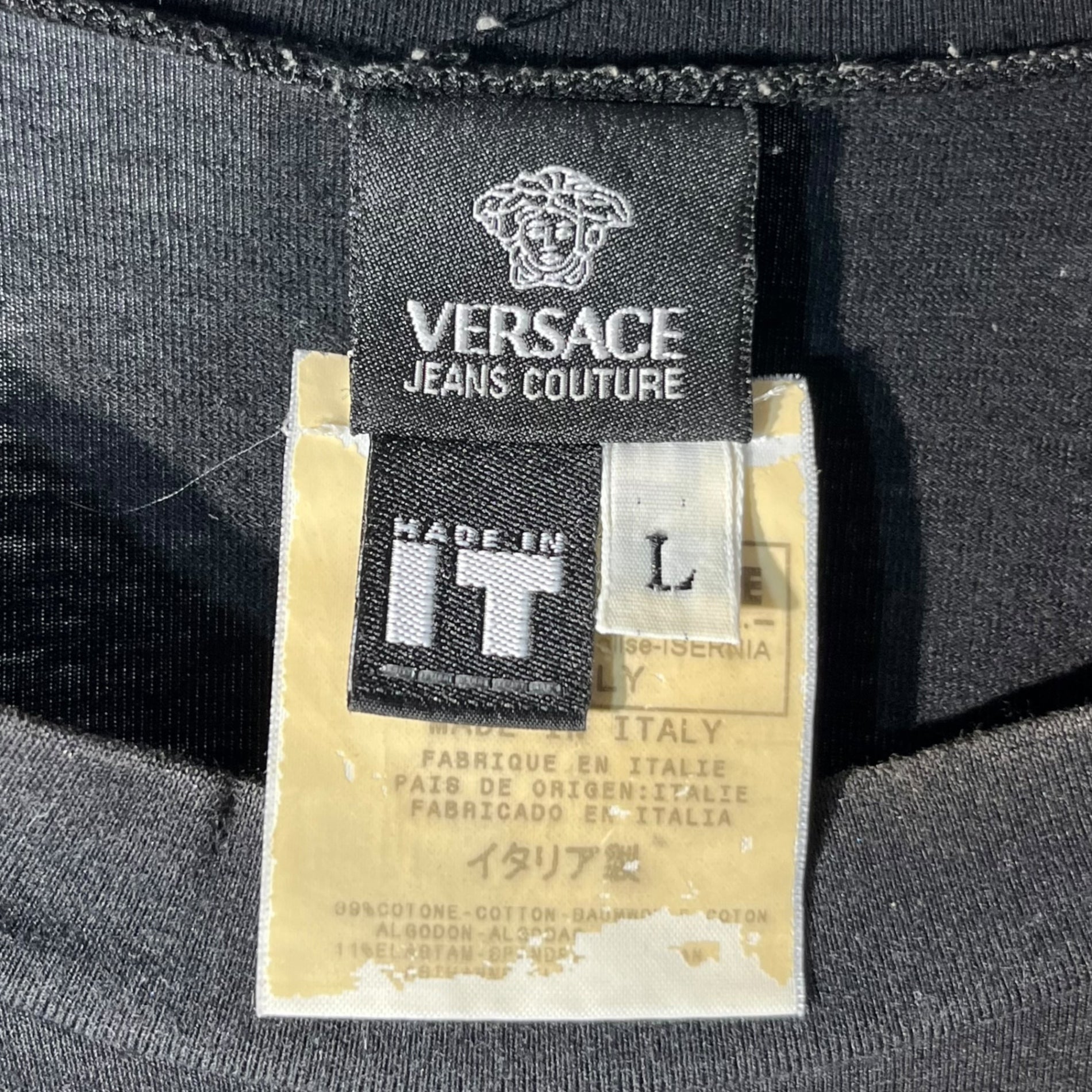 VERSACE JEANS COUTURE(ヴェルサーチジーンズ) VEGAS logo TEE ベガス ロゴ Tシャツ L ブラック